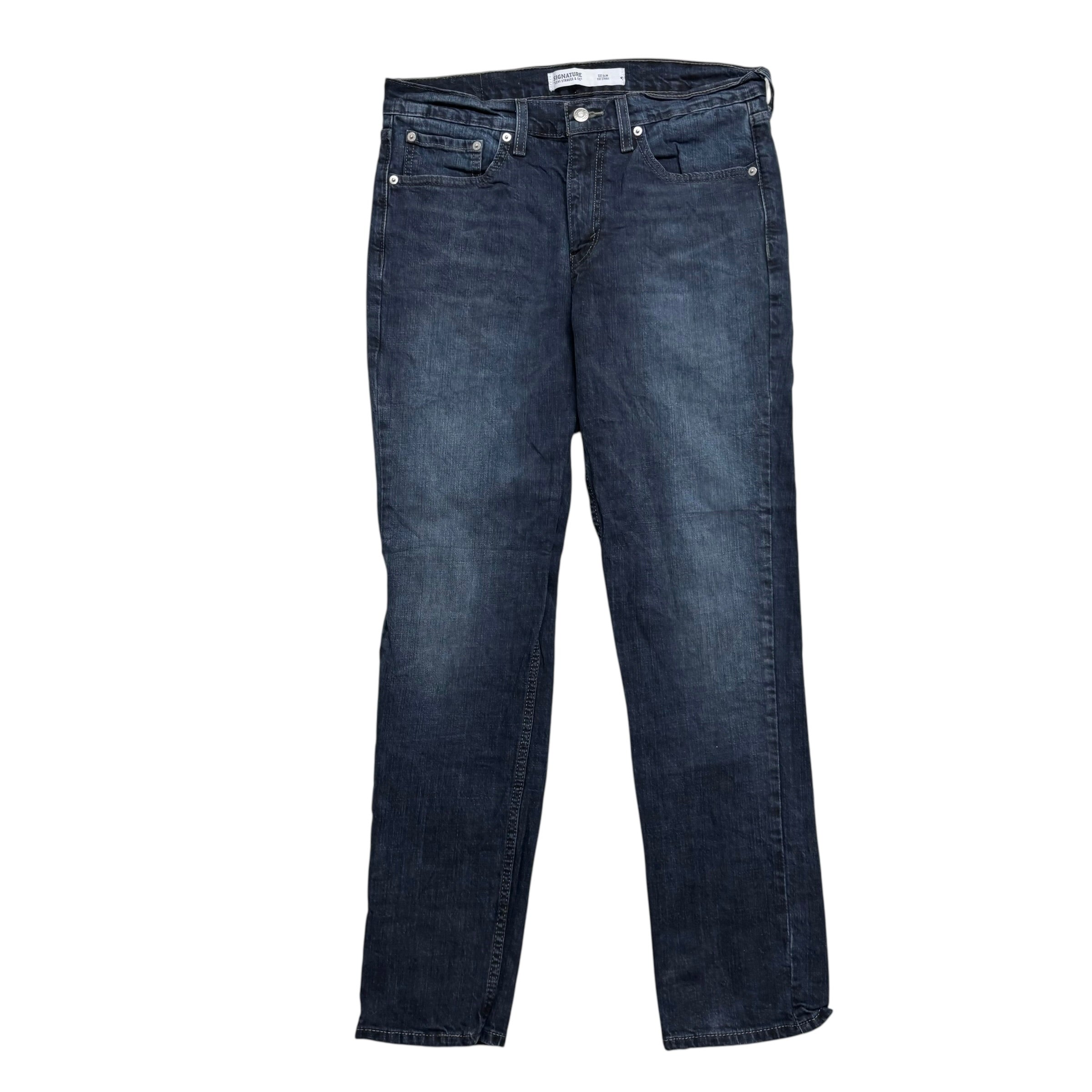 Levis Signature Jeans W33 L30 Mens Navy Blue Slim Fit Stretch Denim (E)
