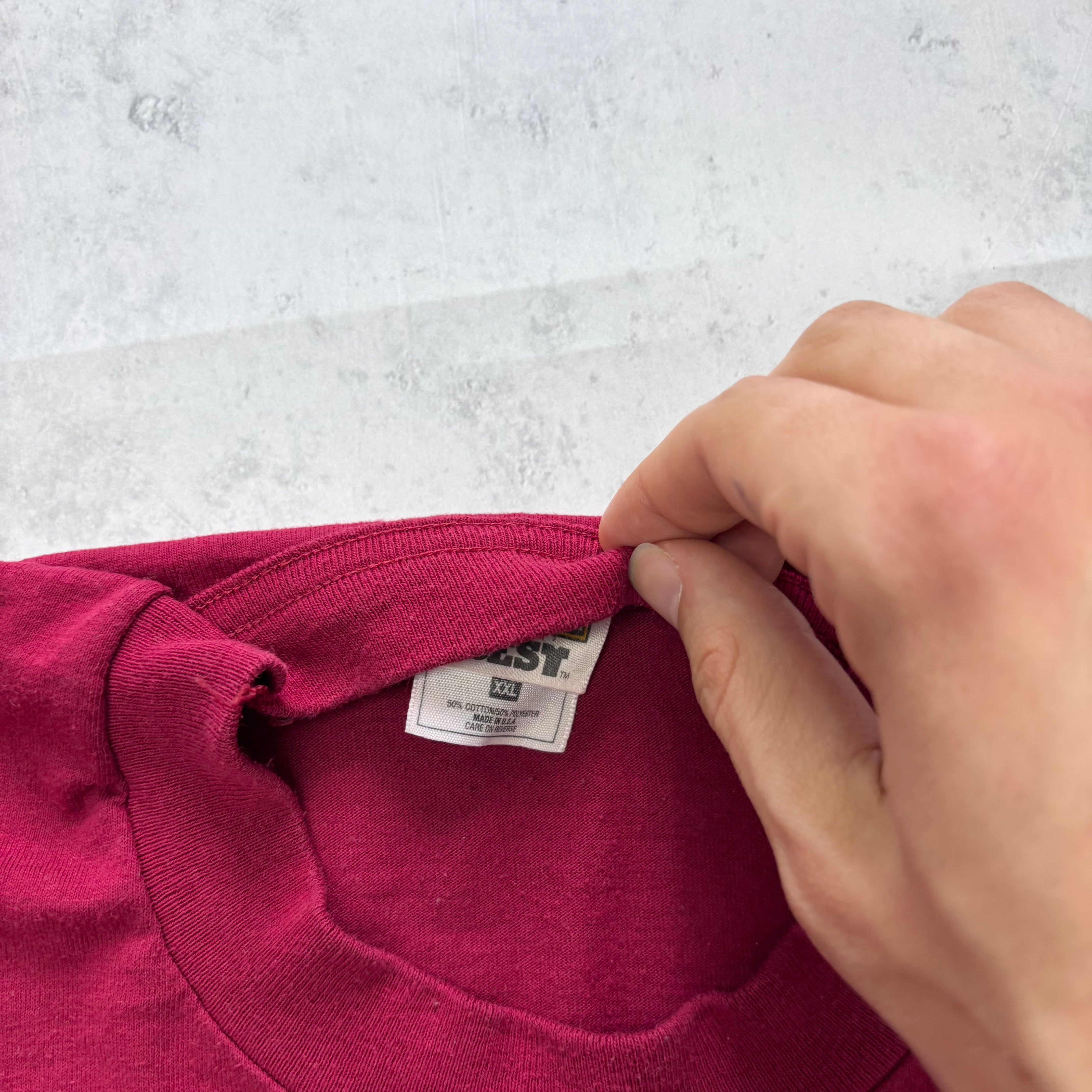 T Shirt Mens XXL Burgundy Single Stitch Graphic Print 00s USA