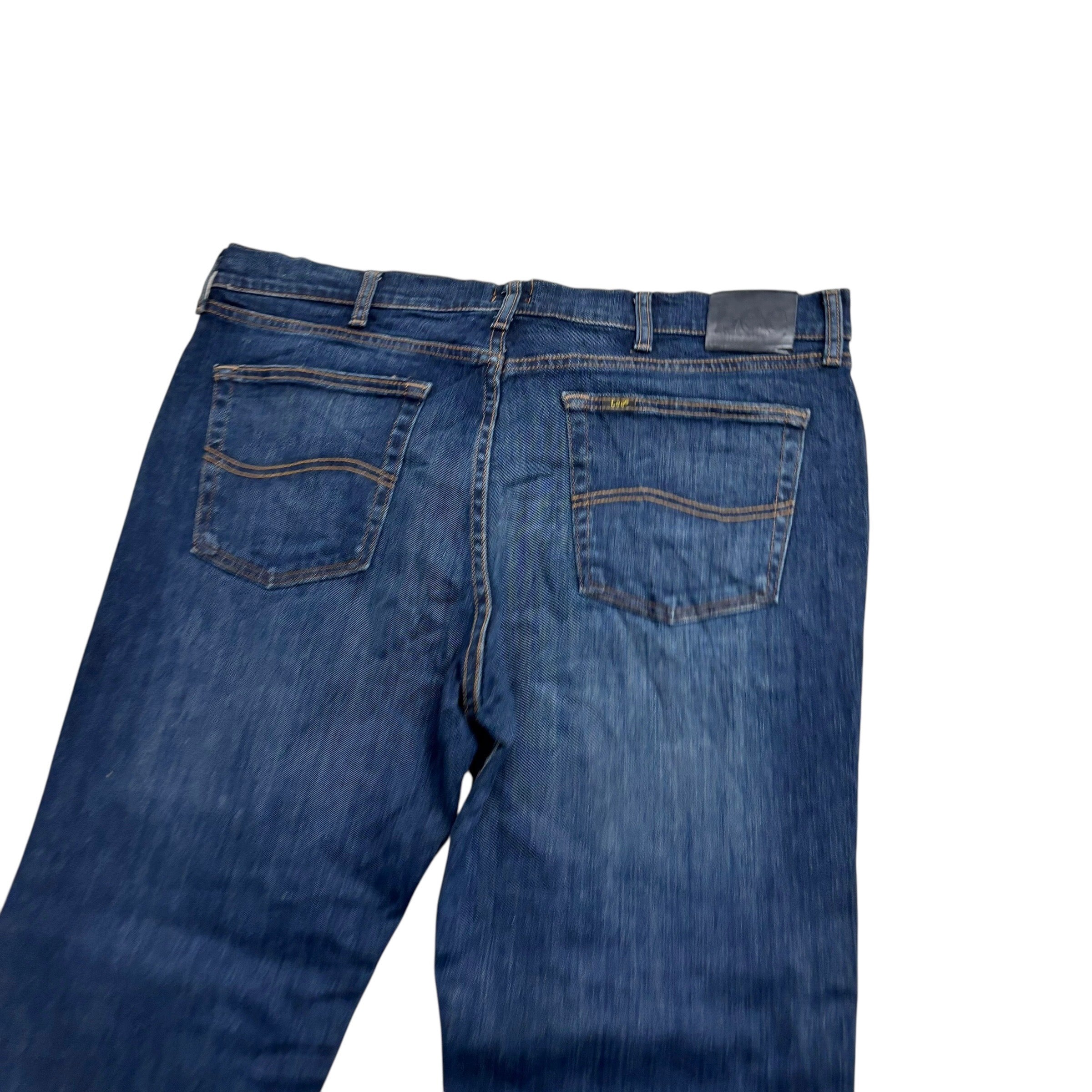 Lee Jeans W38 L30 Mens Dark Blue Regular Straight Fit Stretch Denim (E)