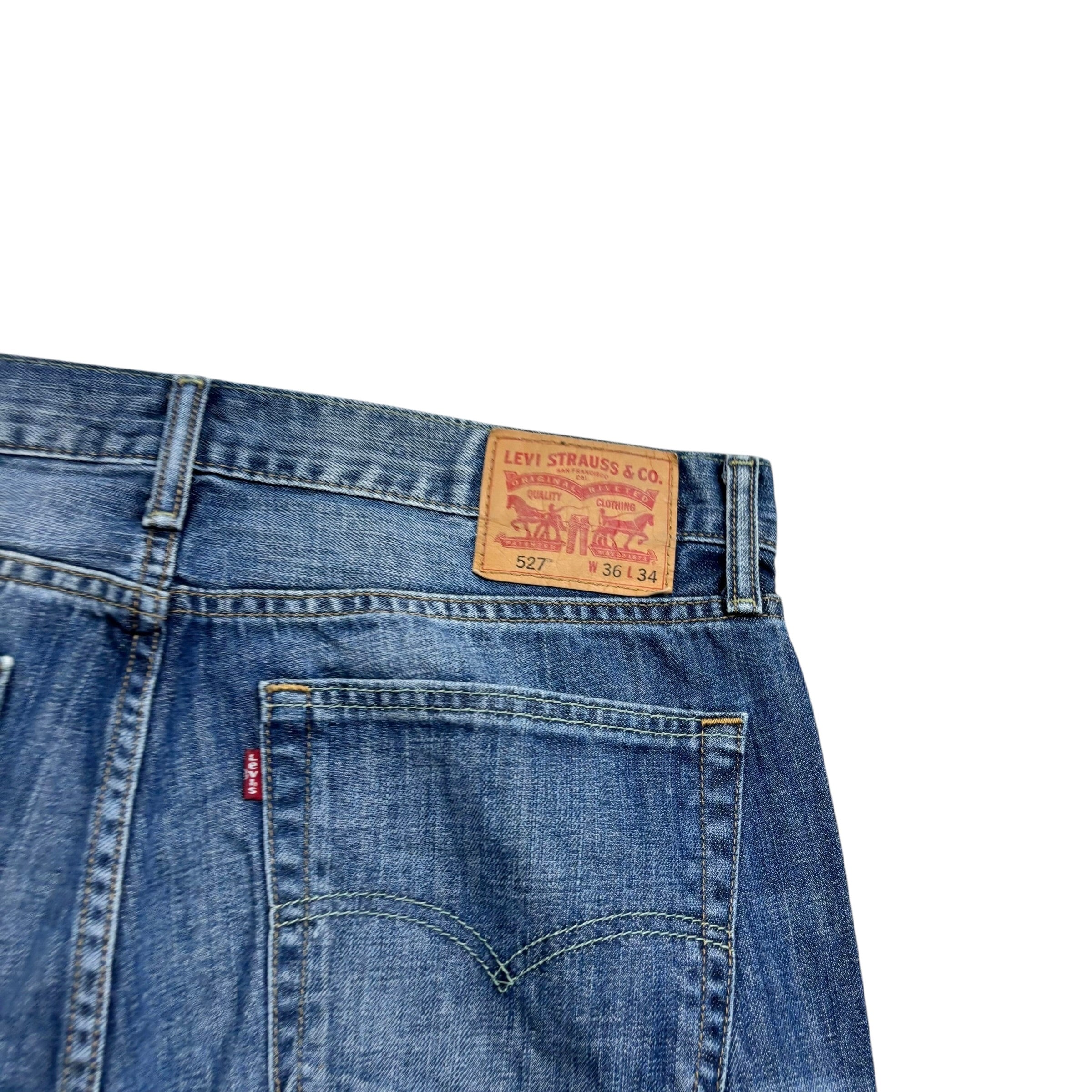 Levis 527 Jeans W36 L35 Mens Dark Blue Slim Bootcut Fit Denim (F)