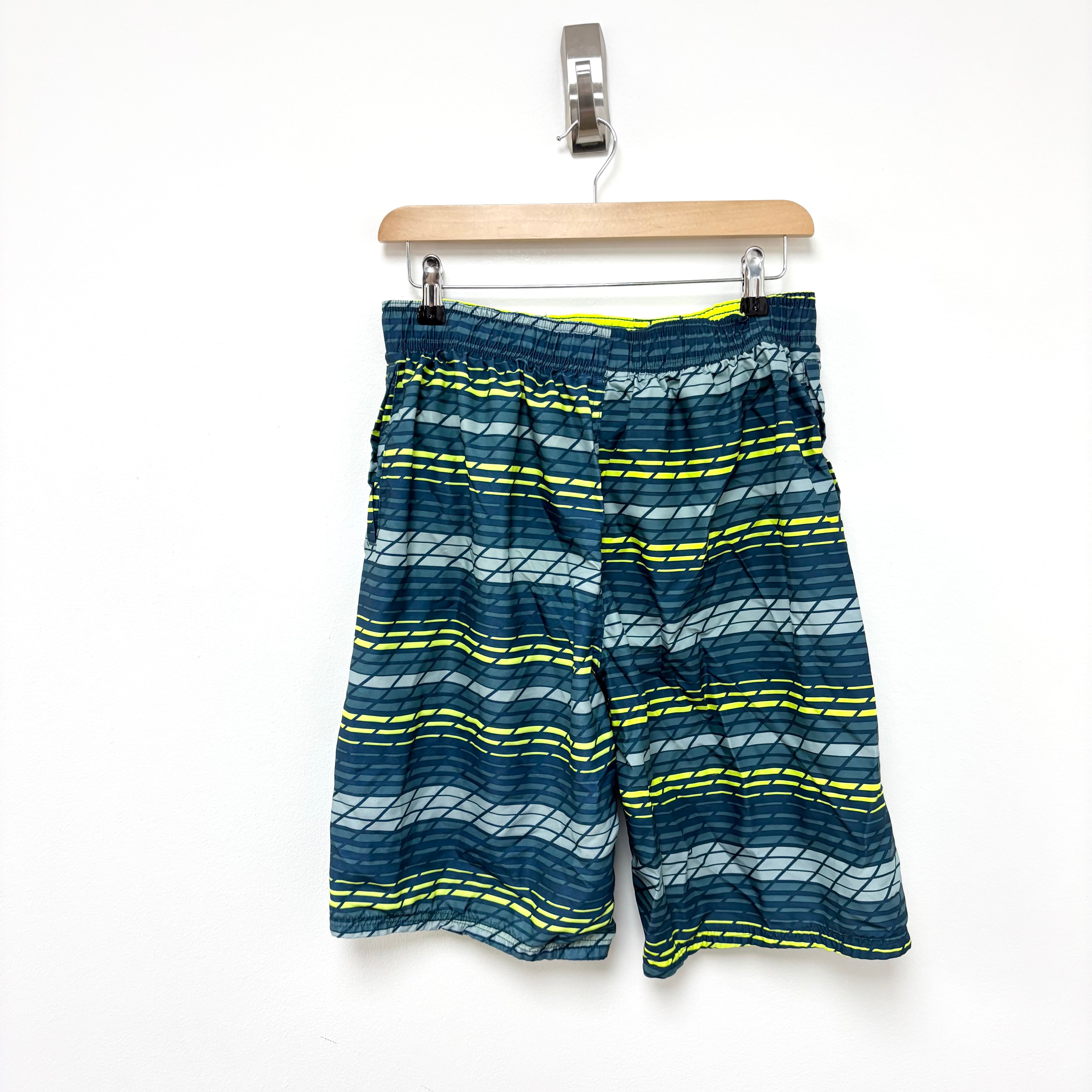 Nike Swim Shorts Mens Medium Green Board Beach Surf Pockets (E)