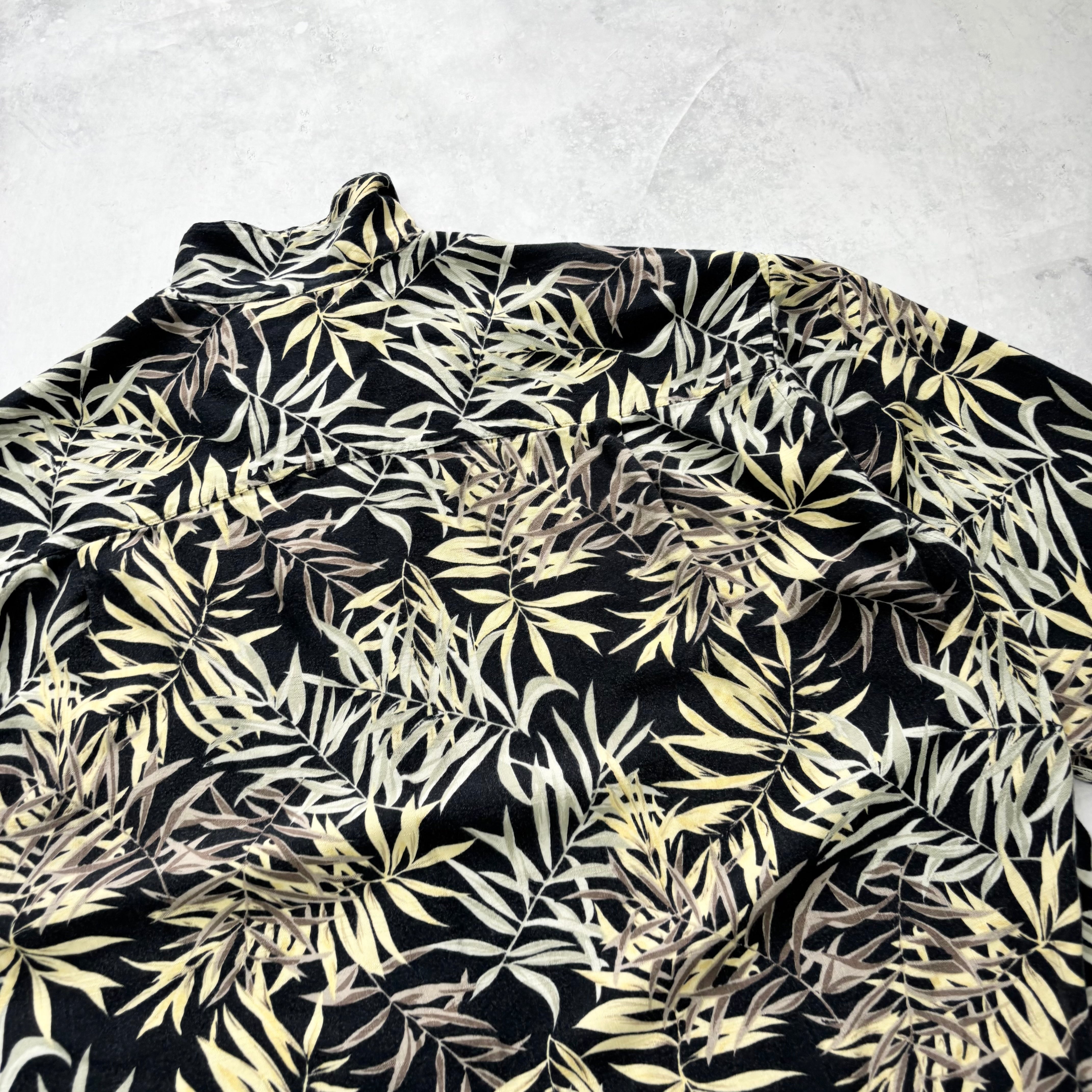 Vintage Hawaiian Shirt Mens XXL Tall Black Floral Aloha Short Sleeve Rayon (E)