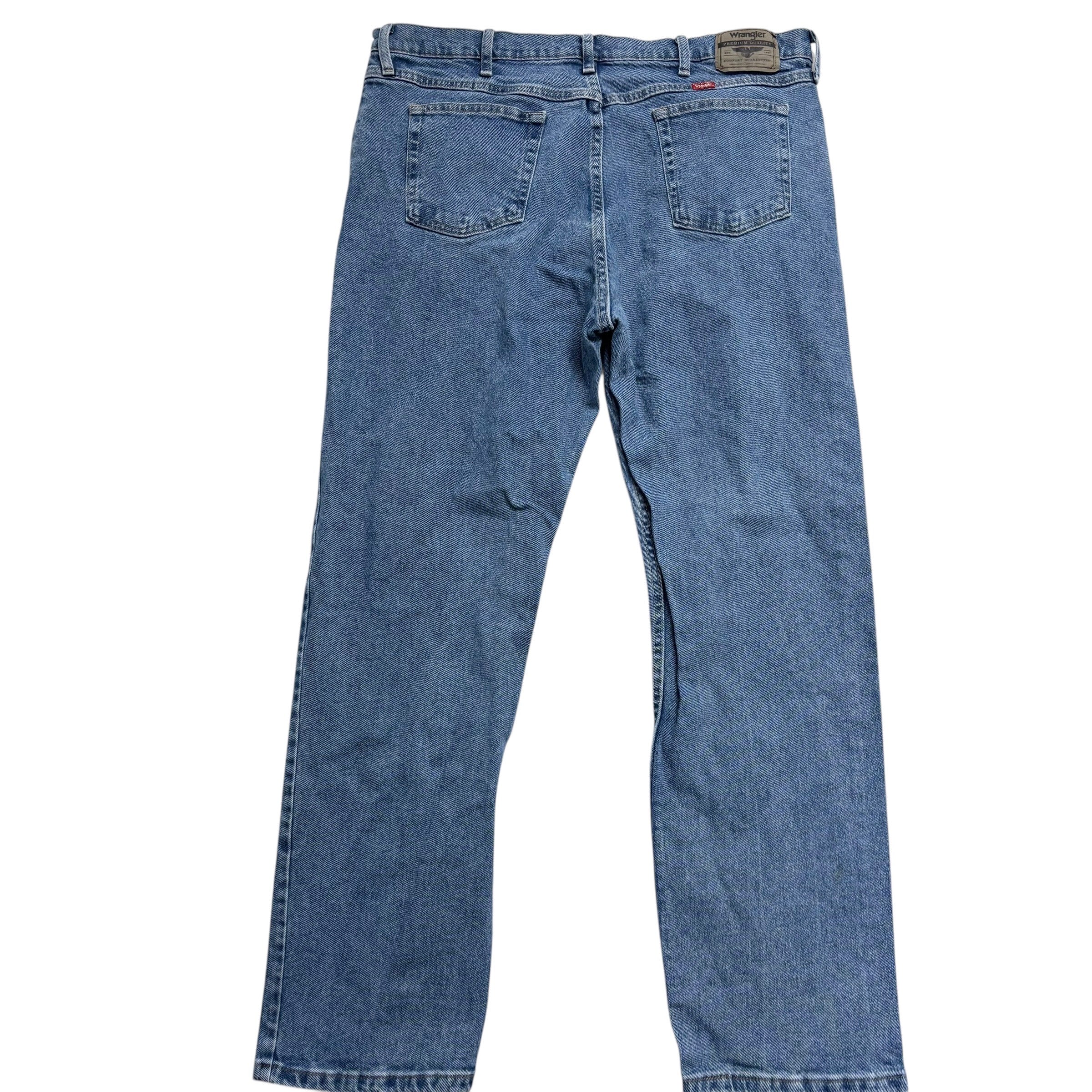 Wrangler Jeans W40 L32 Mens Mid Blue Regular Straight Fit Stretch Denim