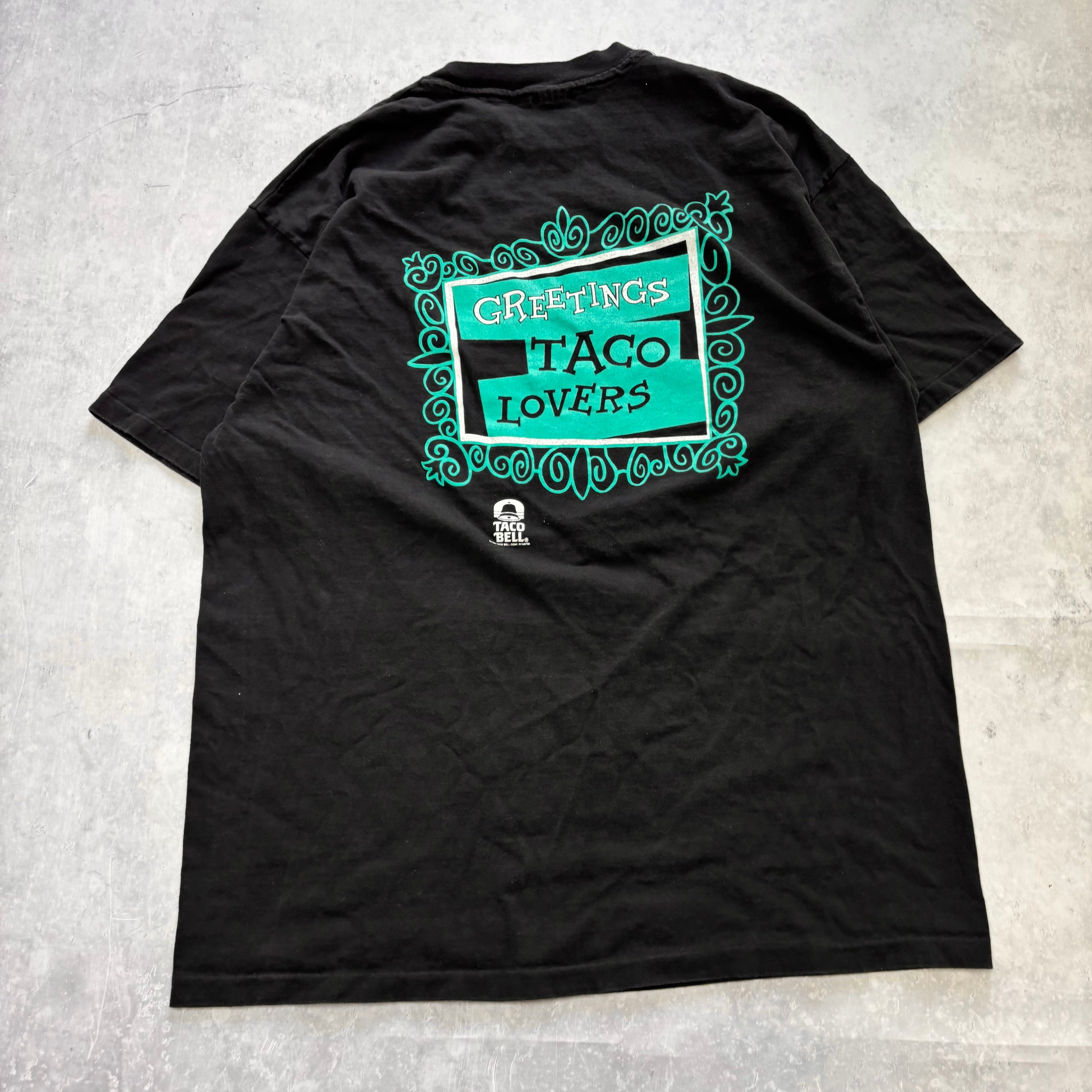 Vintage T Shirt Mens XL Black Single Stitch Graphic Print 90s Taco Bell (E)