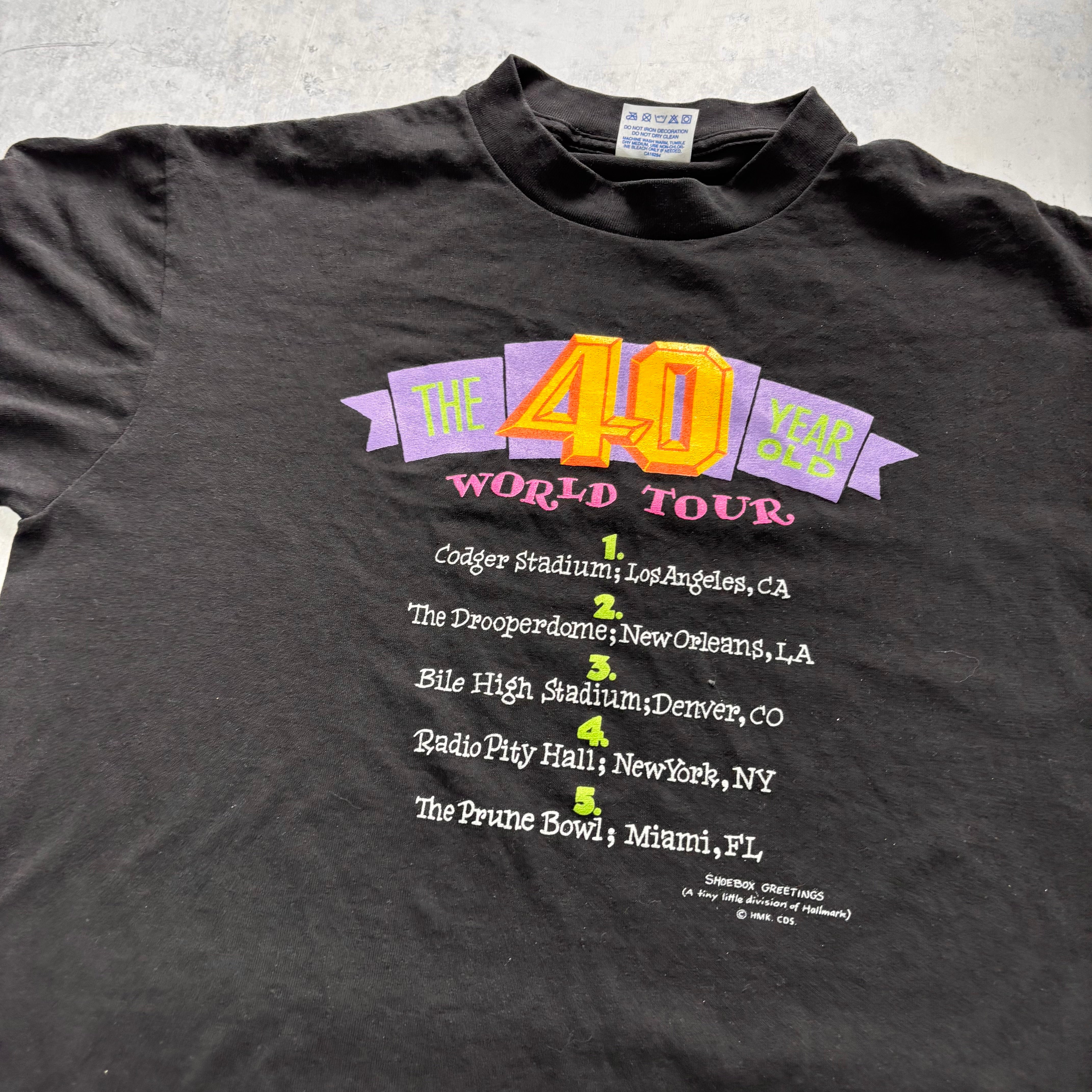 Vintage T Shirt Mens Medium Black Single Stitch Graphic Print 90s Funny (E)