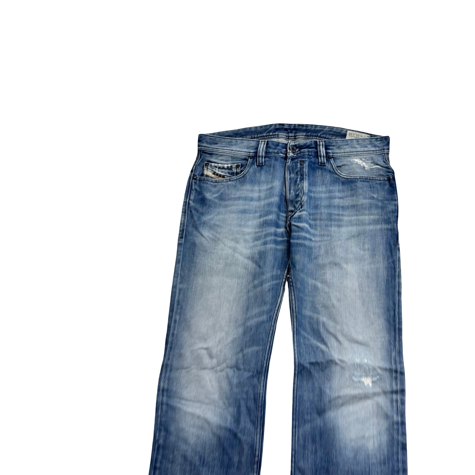 Diesel Safado Jeans W34 L32 Mens Mid Blue Regular Straight Fit Distressed (E)