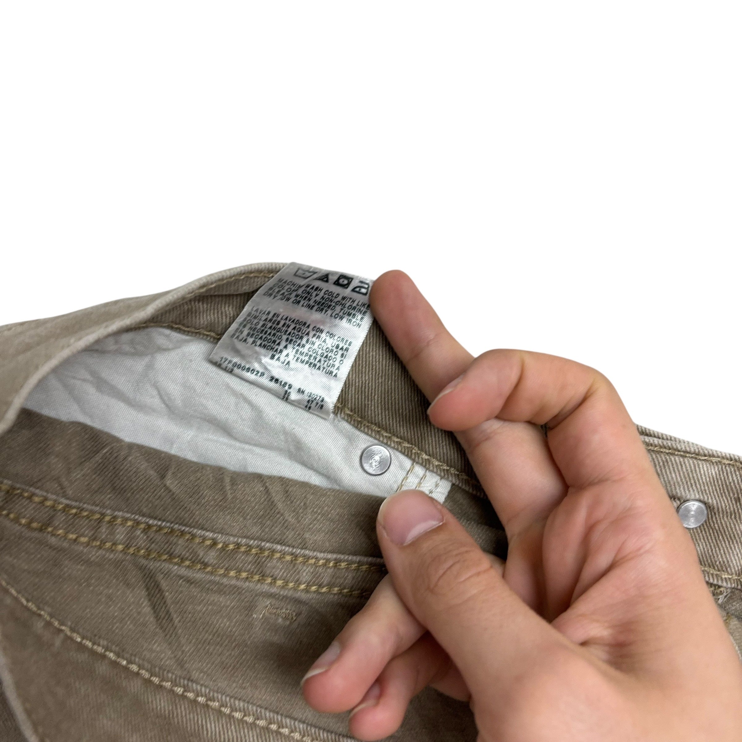 Wrangler Jeans W36 L29 Mens Beige Regular Straight Fit Stretch Denim (E)