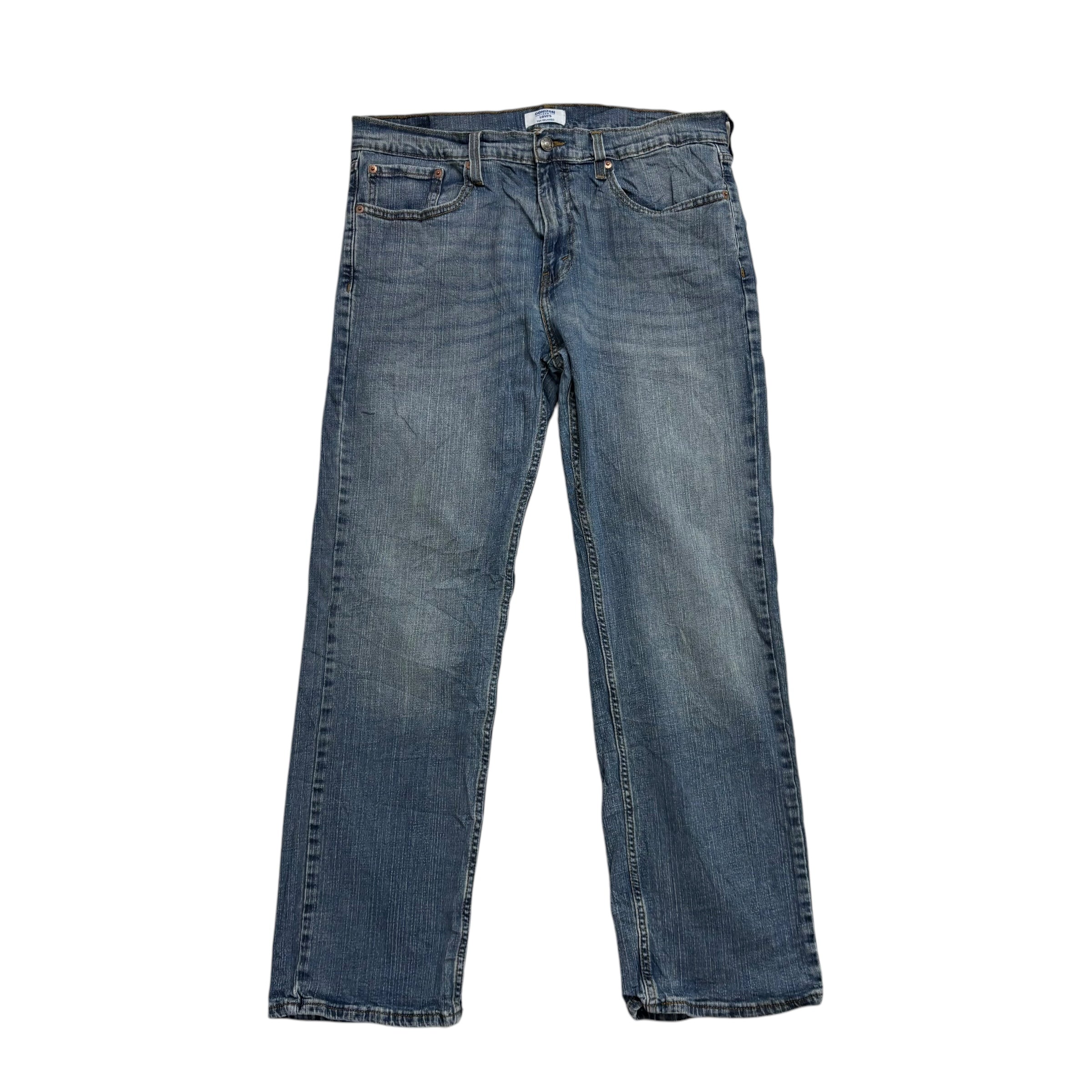 Levis Denizen Jeans W33 L30 Mens Mid Blue Relaxed Straight Fit Stretch Denim (E)