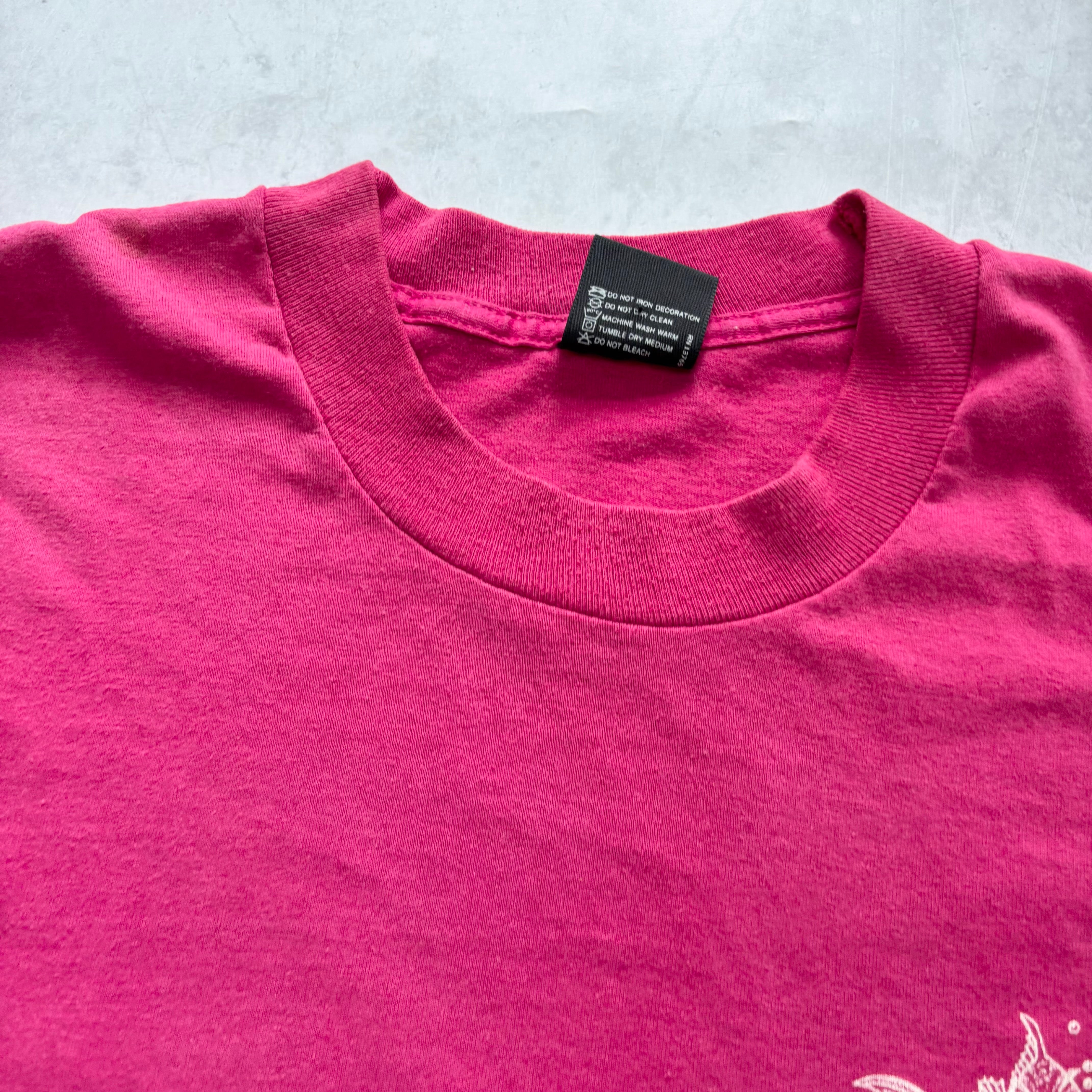 Vintage T Shirt Mens Large Pink Single Stitch Graphic Print 90s USA