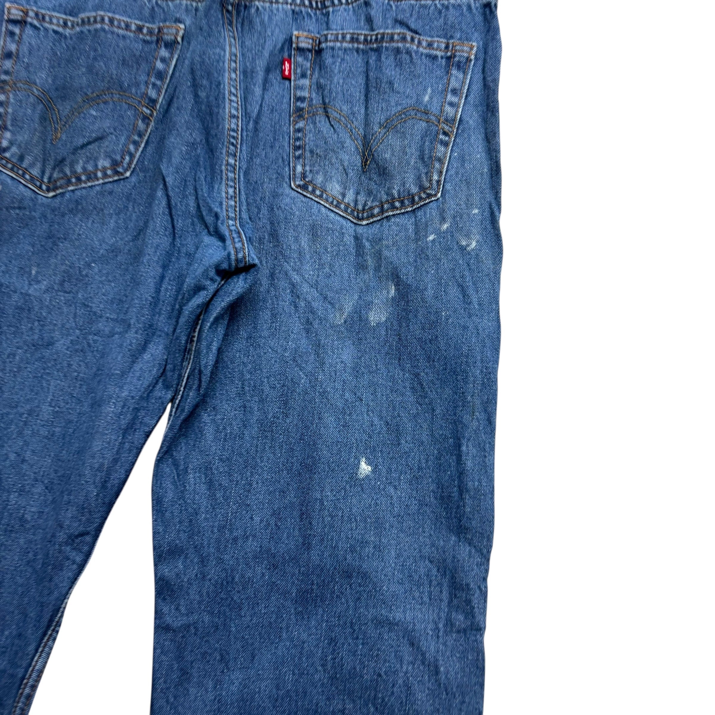 Levis 505 Jeans W36 L34 Mens Mid Blue Regular Straight Fit Vintage Denim (F)