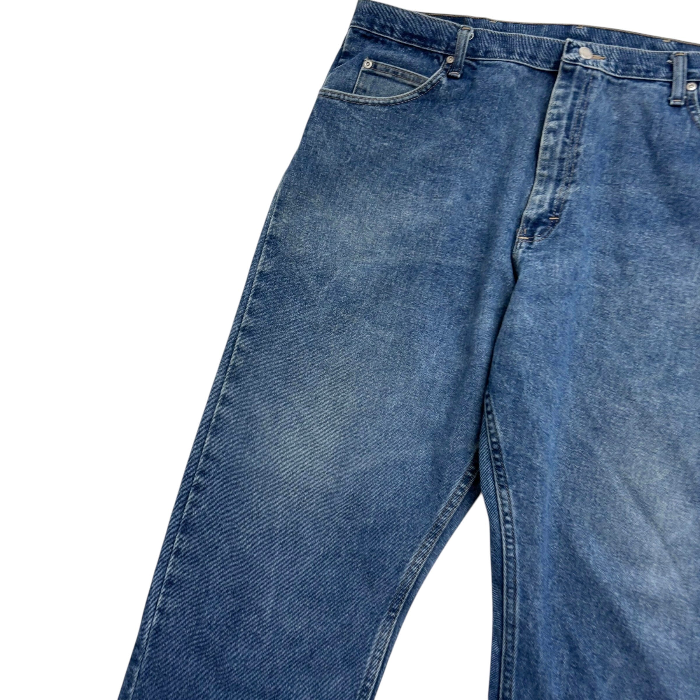 Wrangler Jeans W42 L30 Mens Mid Blue Baggy Relaxed Straight Fit Vintage Denim
