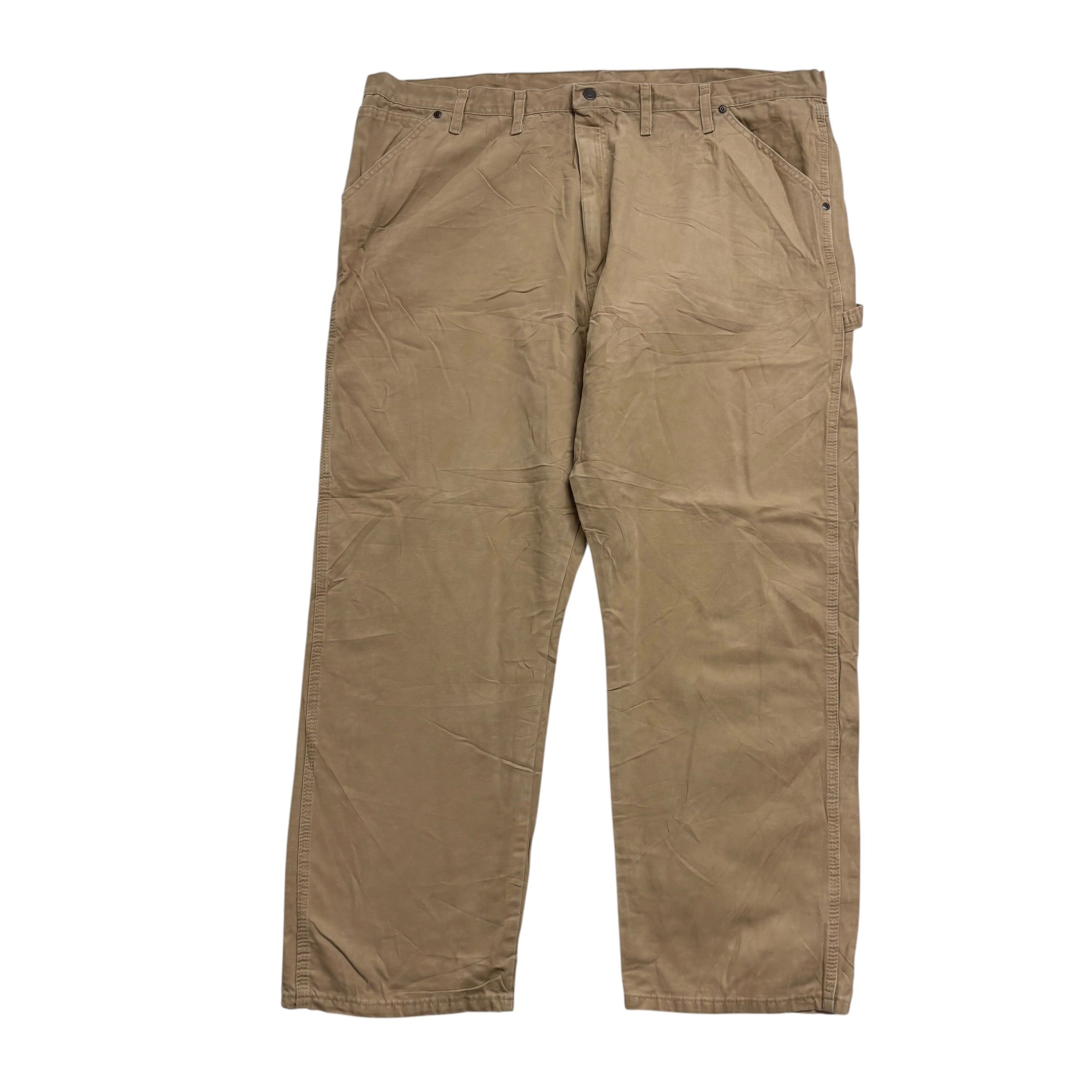 Wrangler Carpenter Pants W44 L30 Mens Tan Relaxed Straight Fit Trousers (E)
