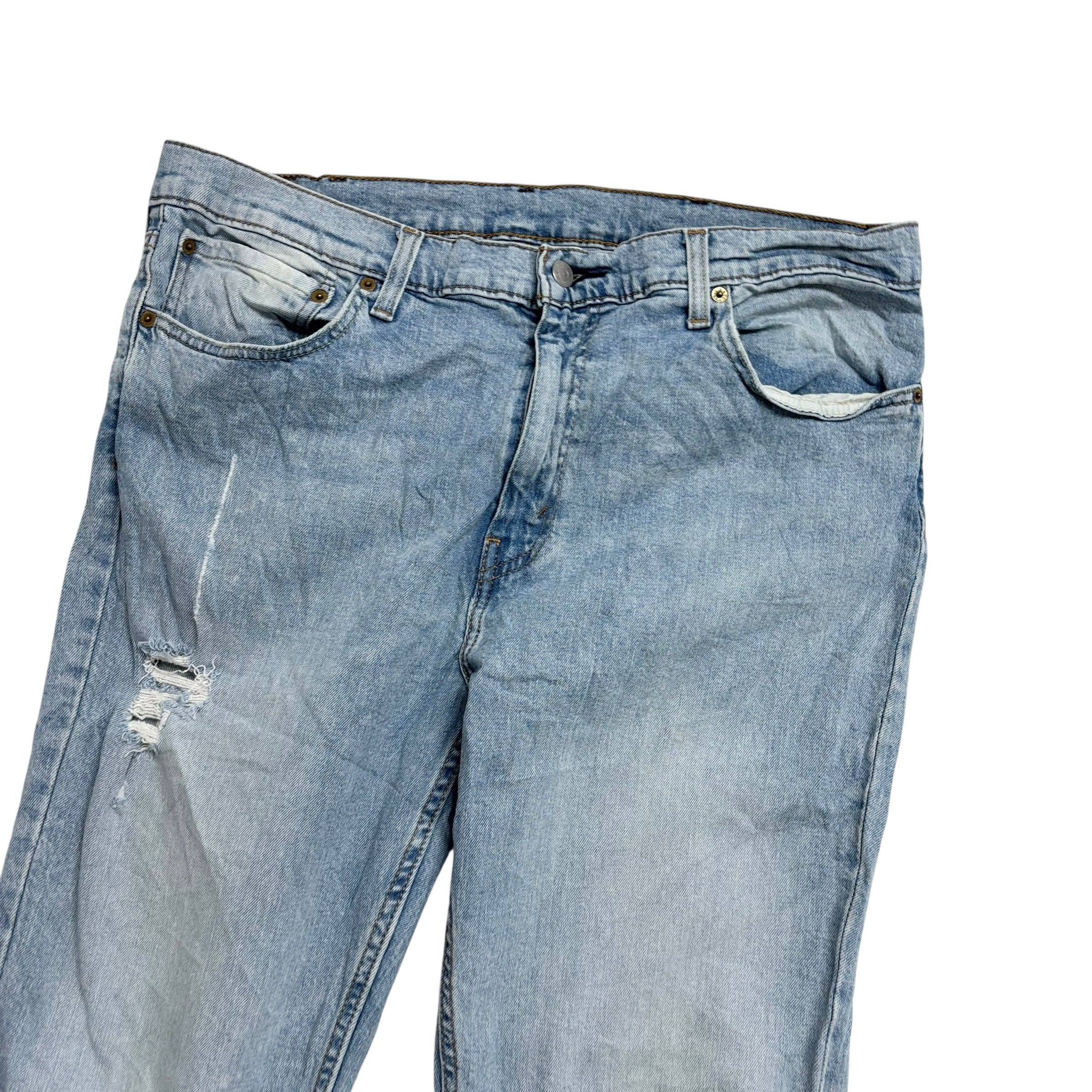 Levis 511 Distressed Jeans W38 L34 Mens Light Blue Slim Fit Stretch Denim