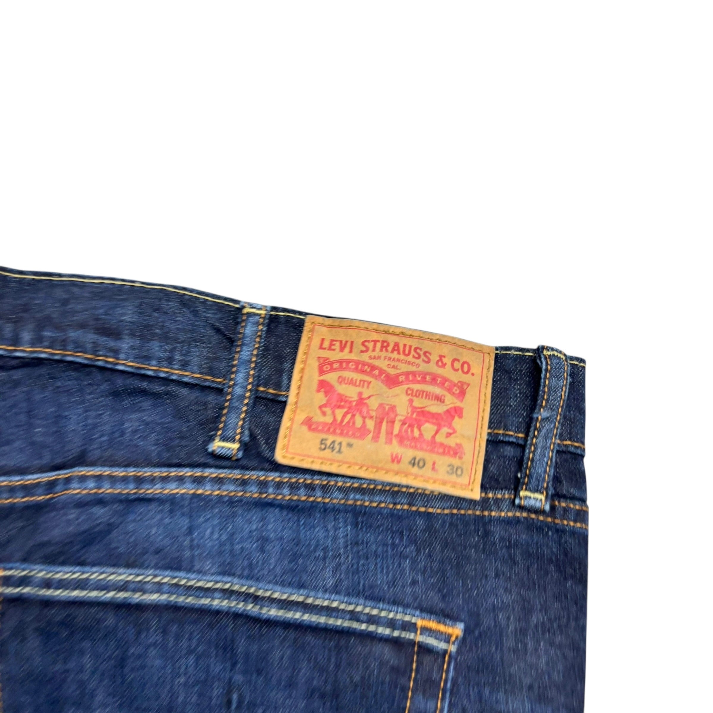 Levis 541 Jeans W42 L30 Mens Dark Blue Athletic Tapered Fit Stretch Denim (E)