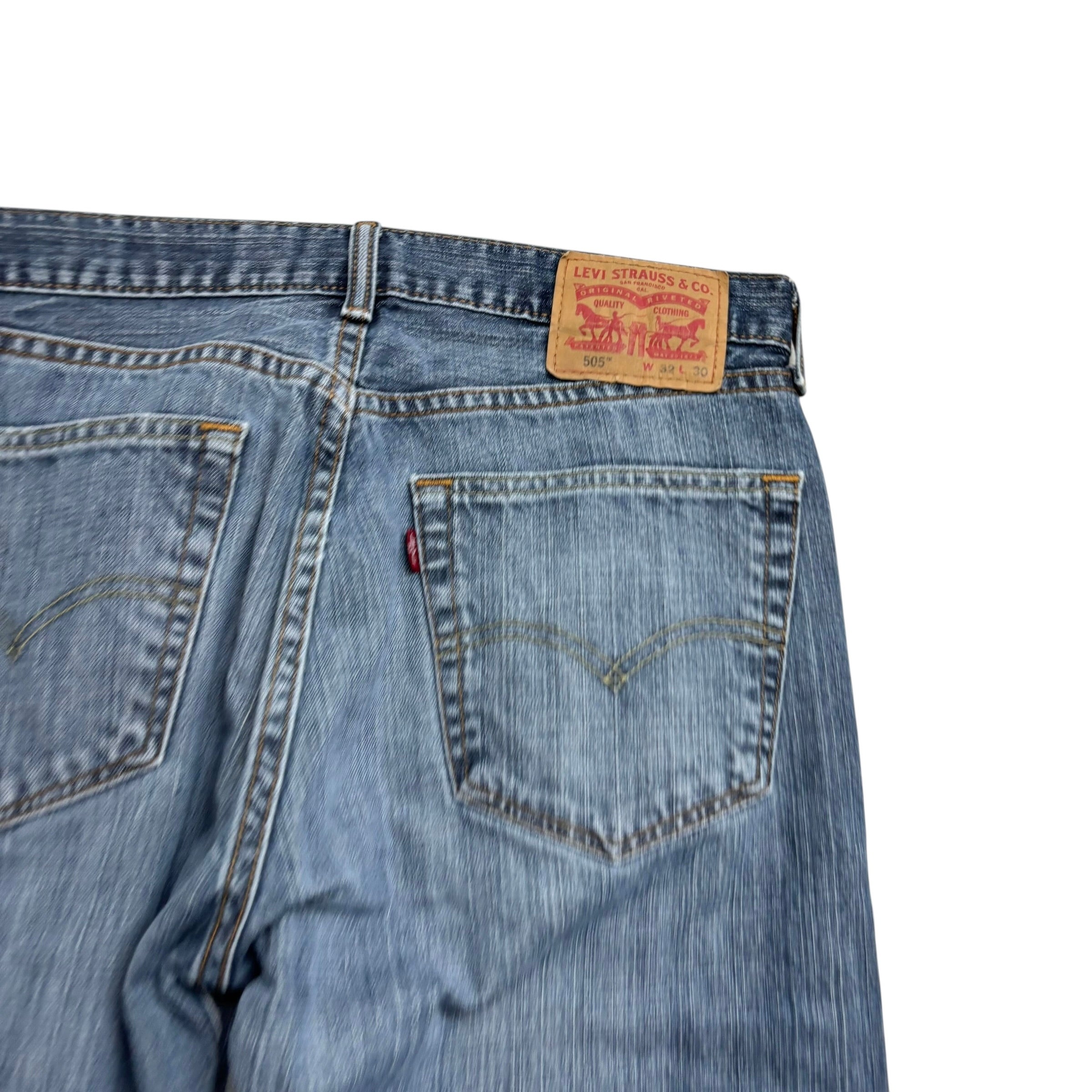 Levis 505 Jeans W32 L30 Mens Mid Blue Regular Straight Fit Denim