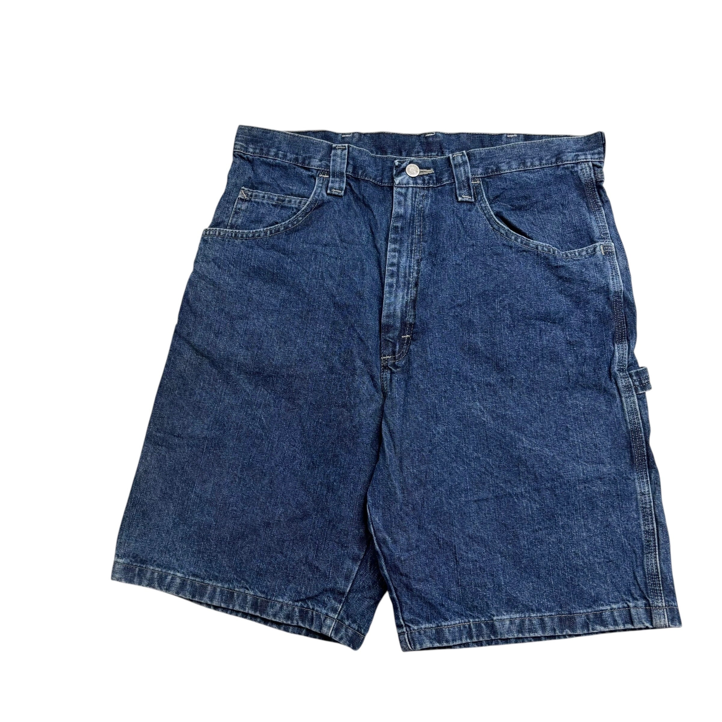 Wrangler Baggy Jorts W34 Mens Mid Blue Carpenter Denim Shorts Relaxed Fit
