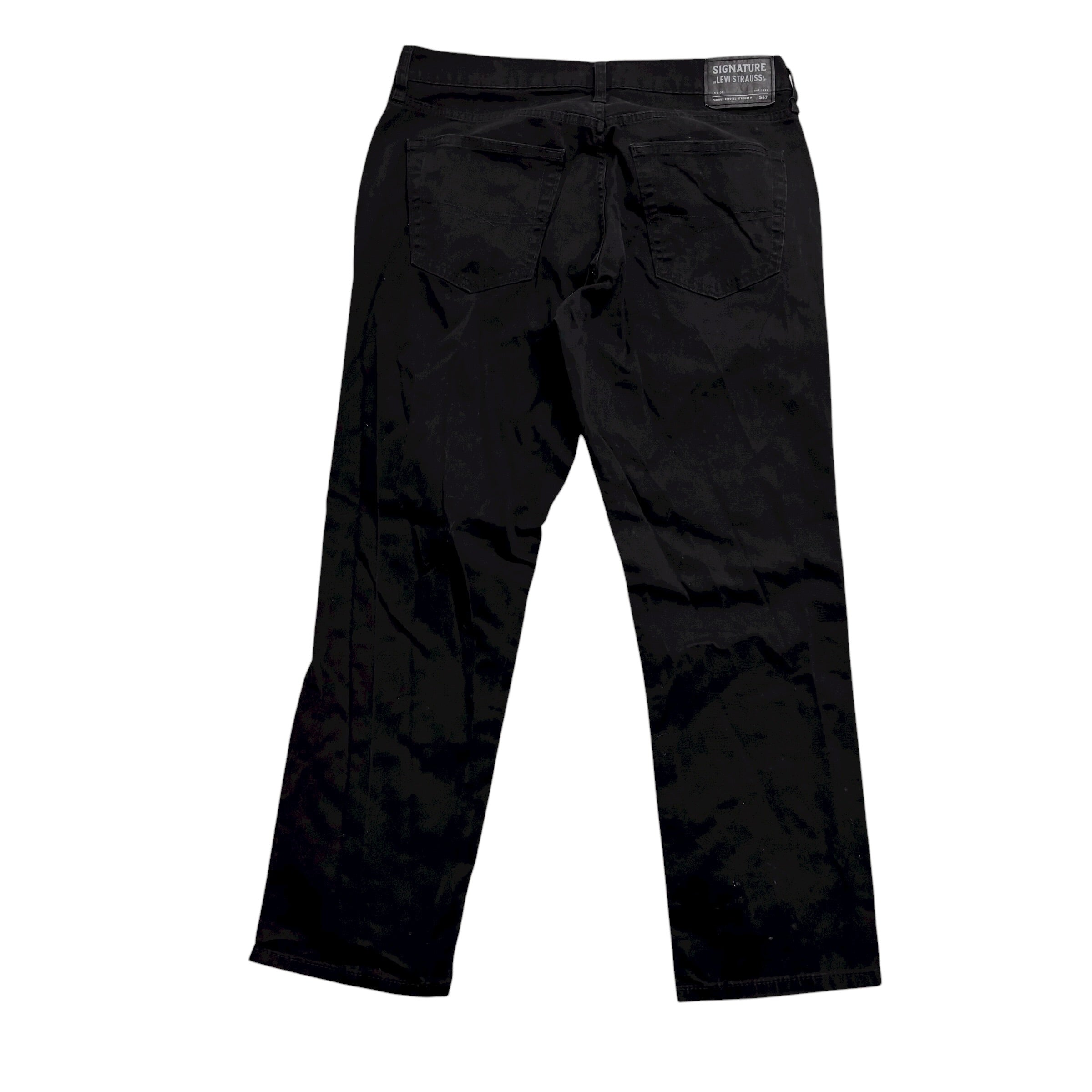 Levis Signature Trousers W34 L29 Mens Black Athletic Fit Stretch Pants (E)