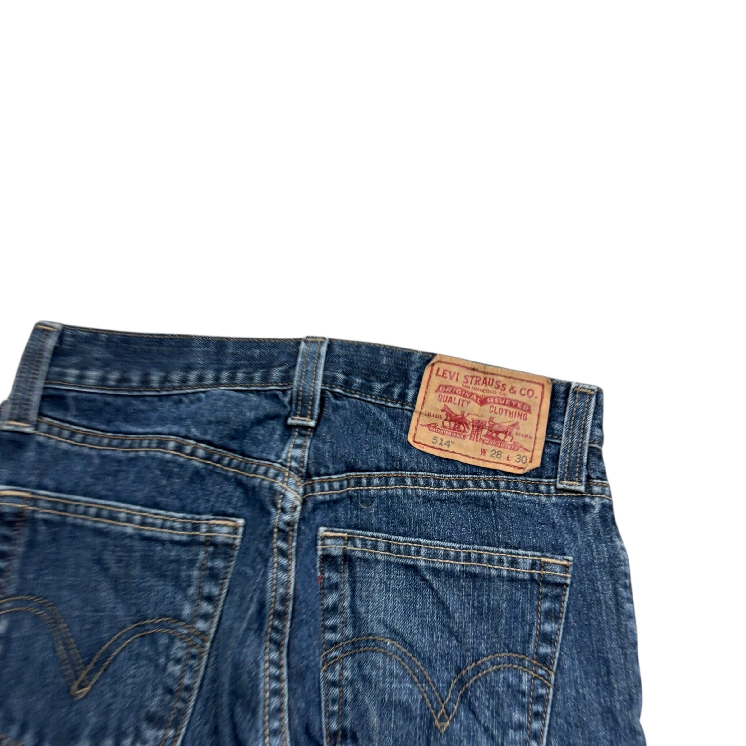 Levis 514 Jeans W28 L30 Mens Dark Blue Slim Straight Fit Vintage Denim (E)