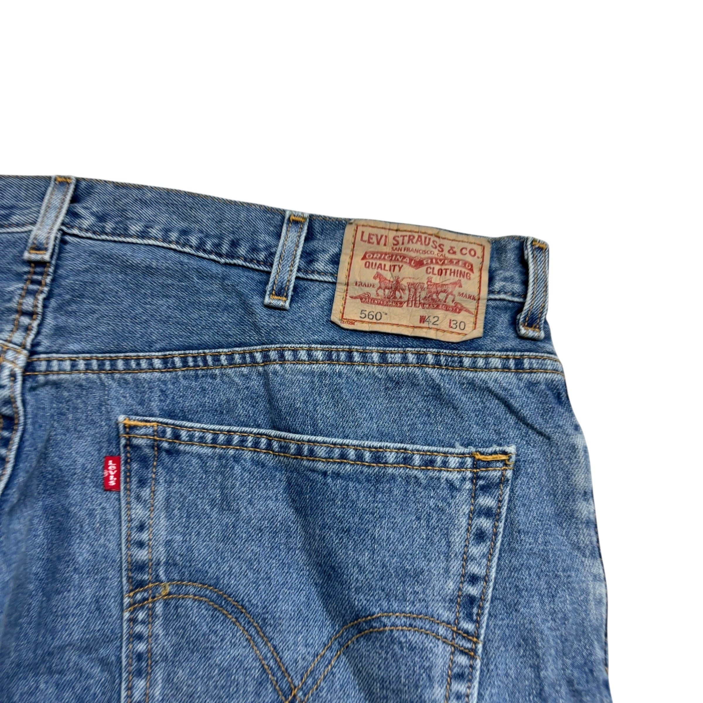 Levis 560 Jeans W42 L30 Mens Mid Blue Baggy Relaxed Comfort Vintage Denim (E)