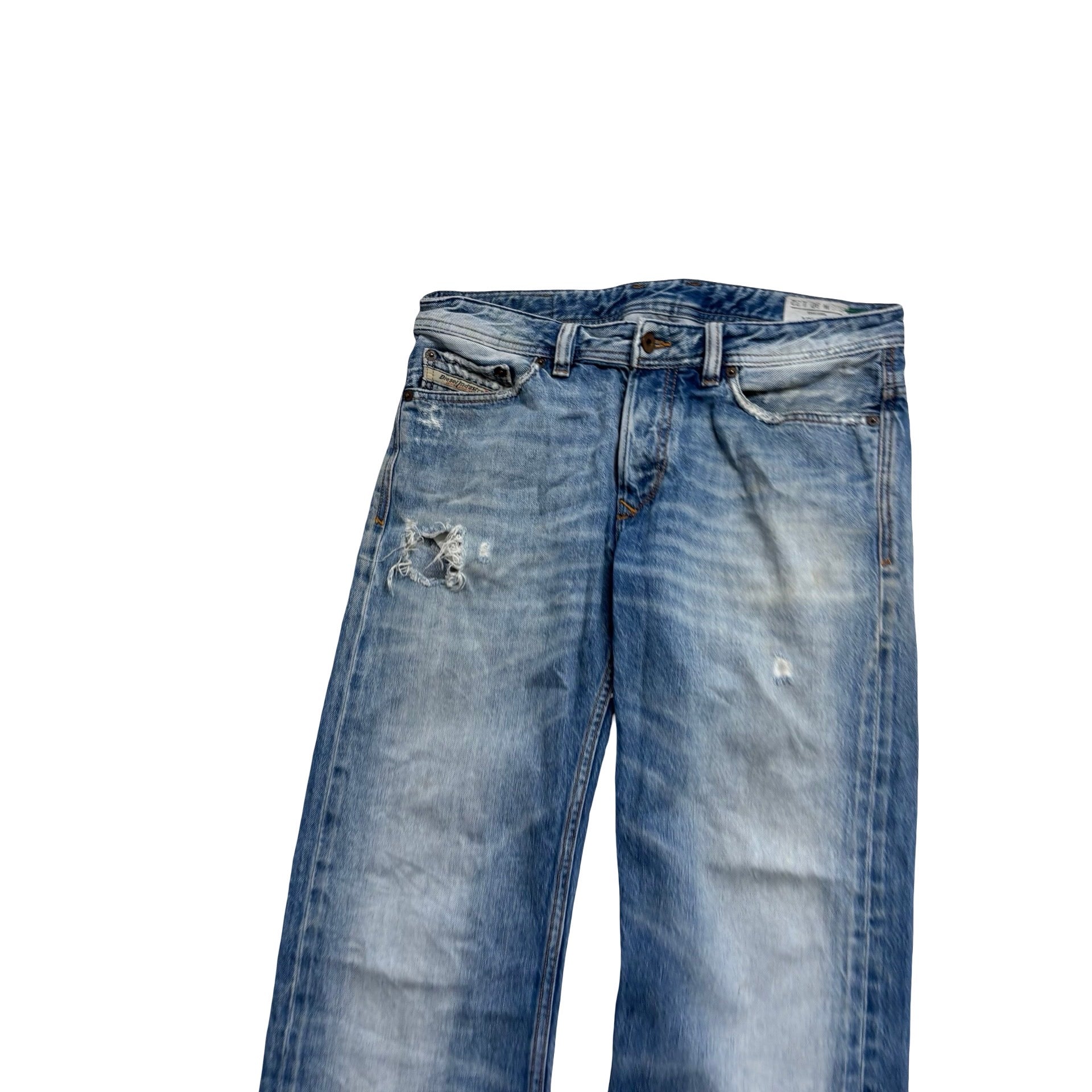 Diesel Viker Jeans W30 L32 Mens Mid Blue Regular Straight Fit Denim (F)