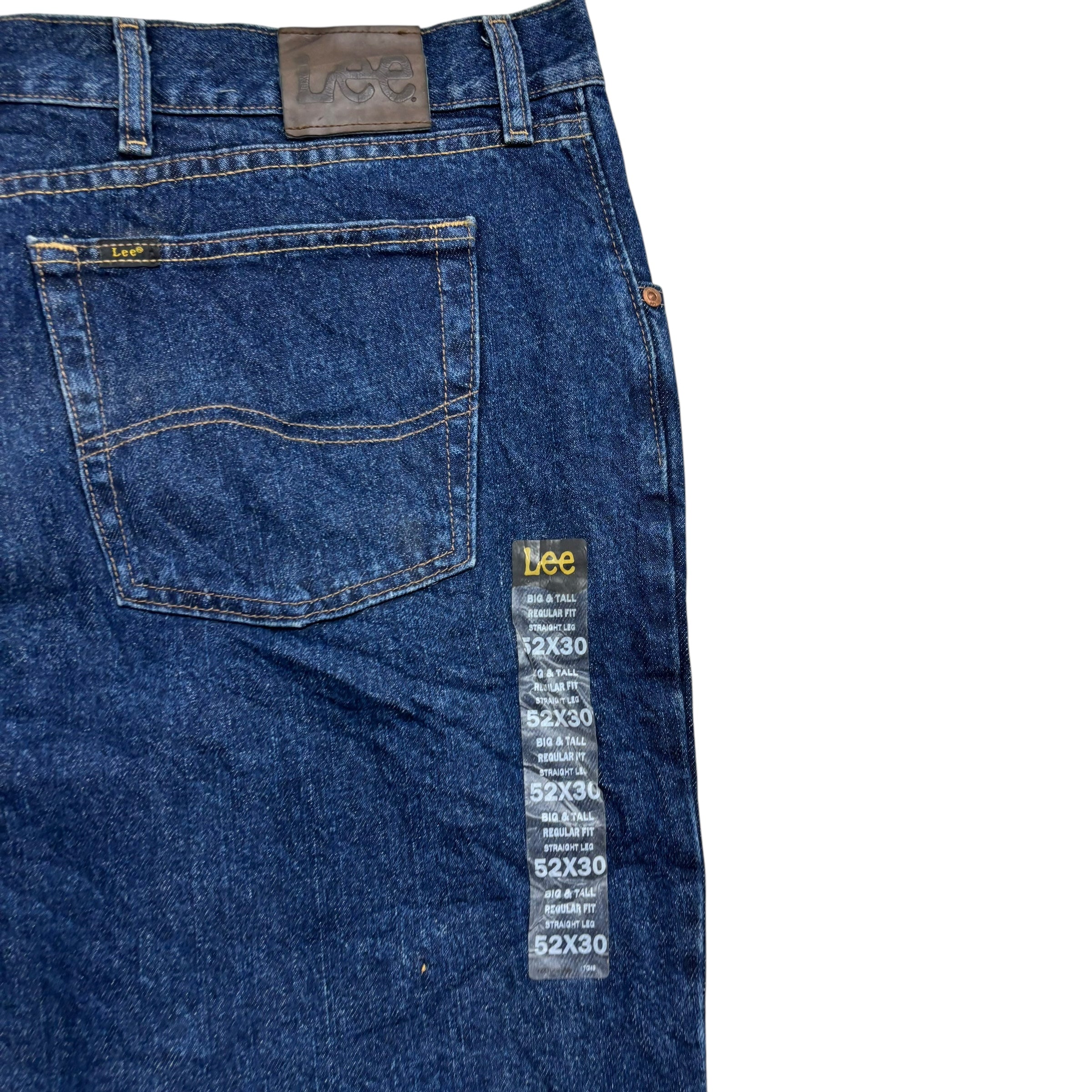 Lee Jeans W52 L30 Mens Dark Blue Regular Straight Fit Vintage Denim (E)