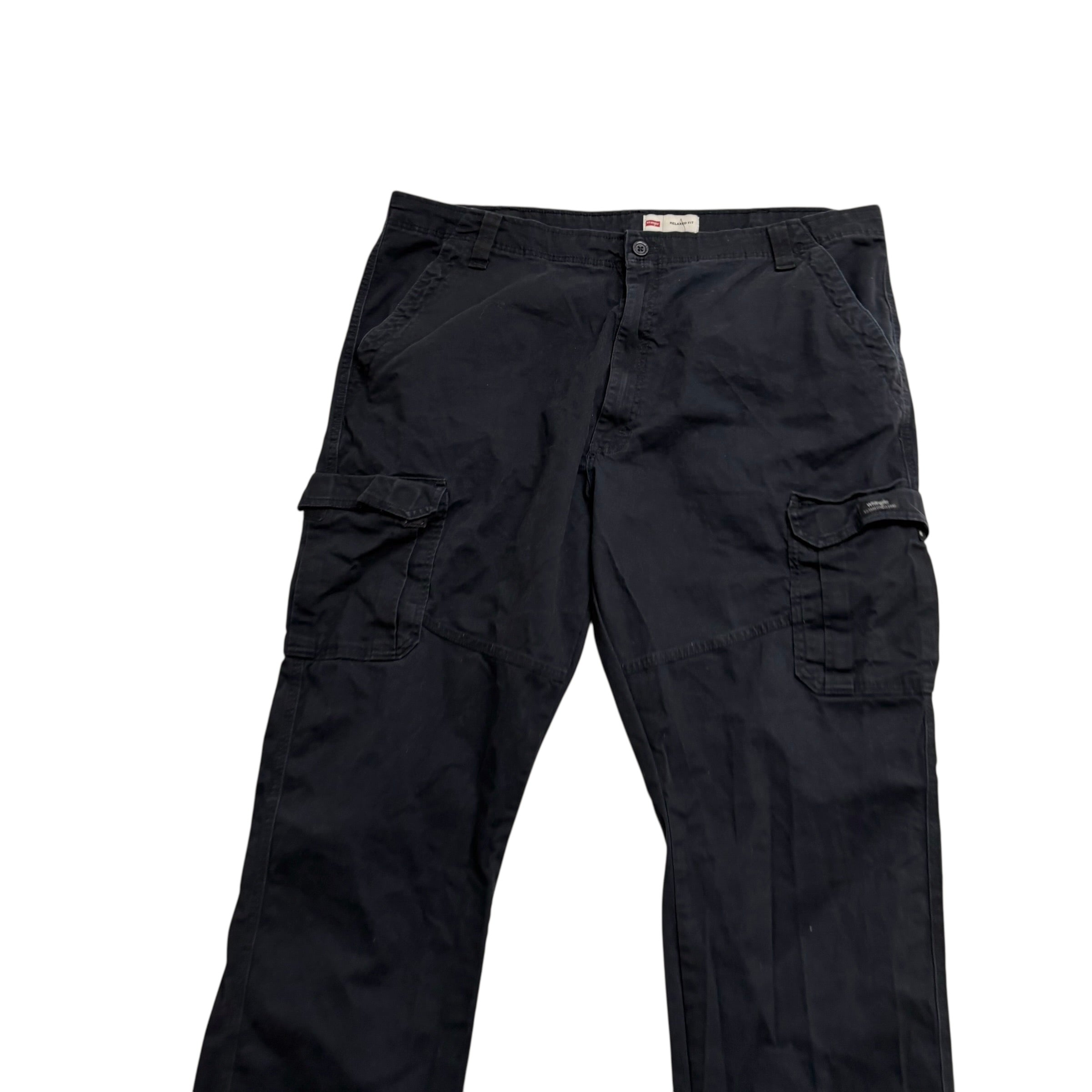 Wrangler Cargo Trousers W42 L32 Mens Black Relaxed Straight Fit Stretch Pants