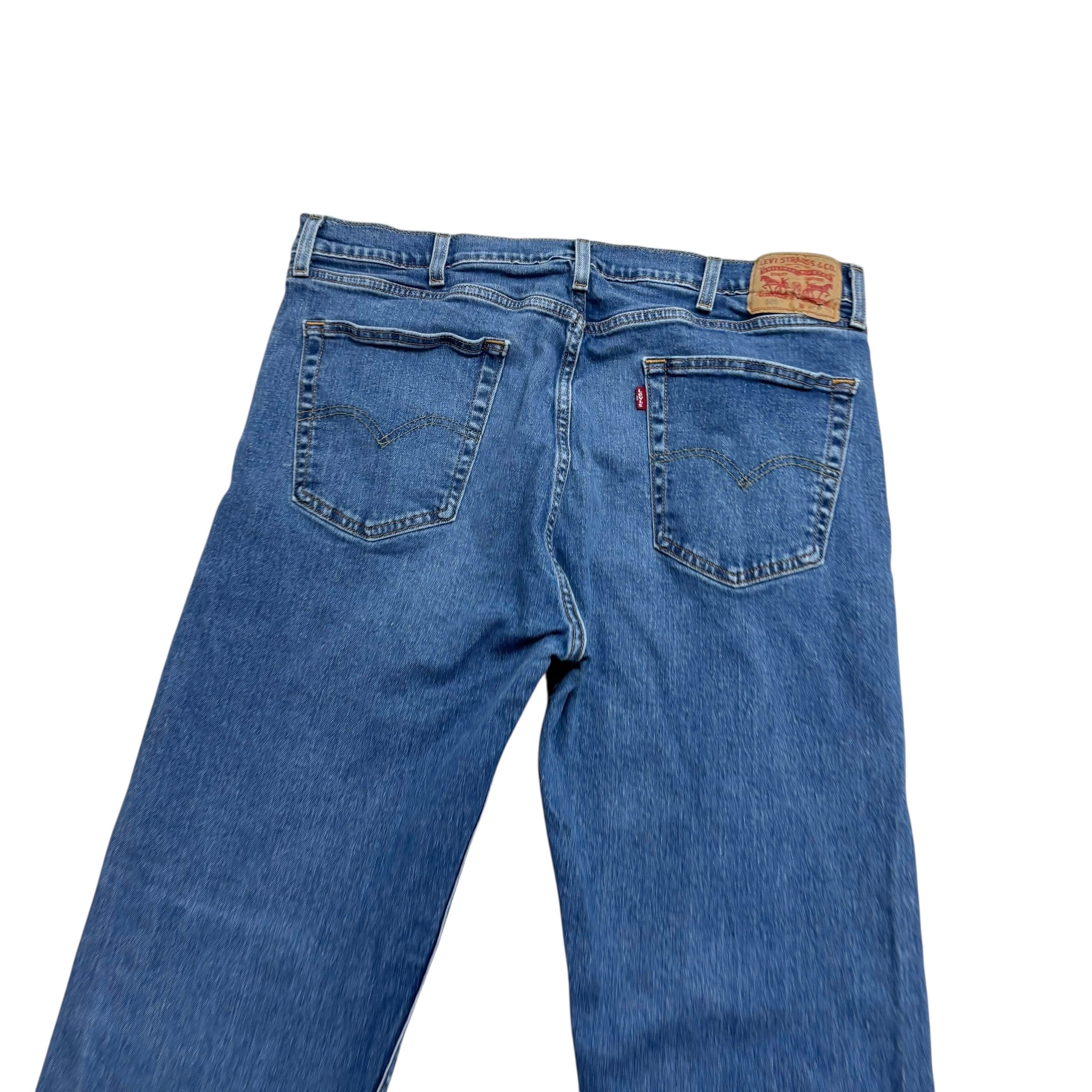 Levis 505 Jeans W38 L34 Mens Mid Blue Regular Straight Fit Stretch Denim (E)