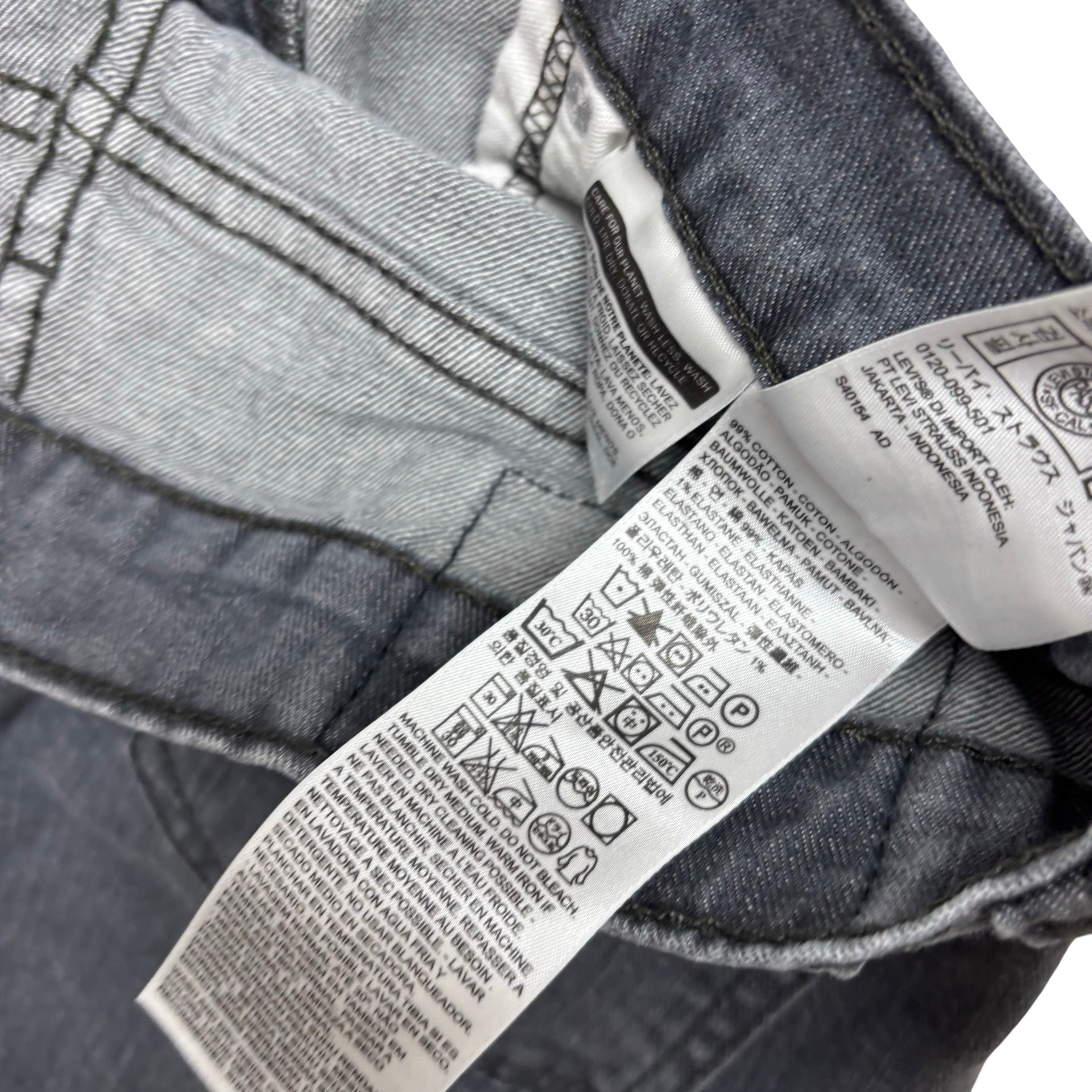 Levis 510 Jeans W30 L31 Mens Grey Skinny Fit Stretch Denim (E)