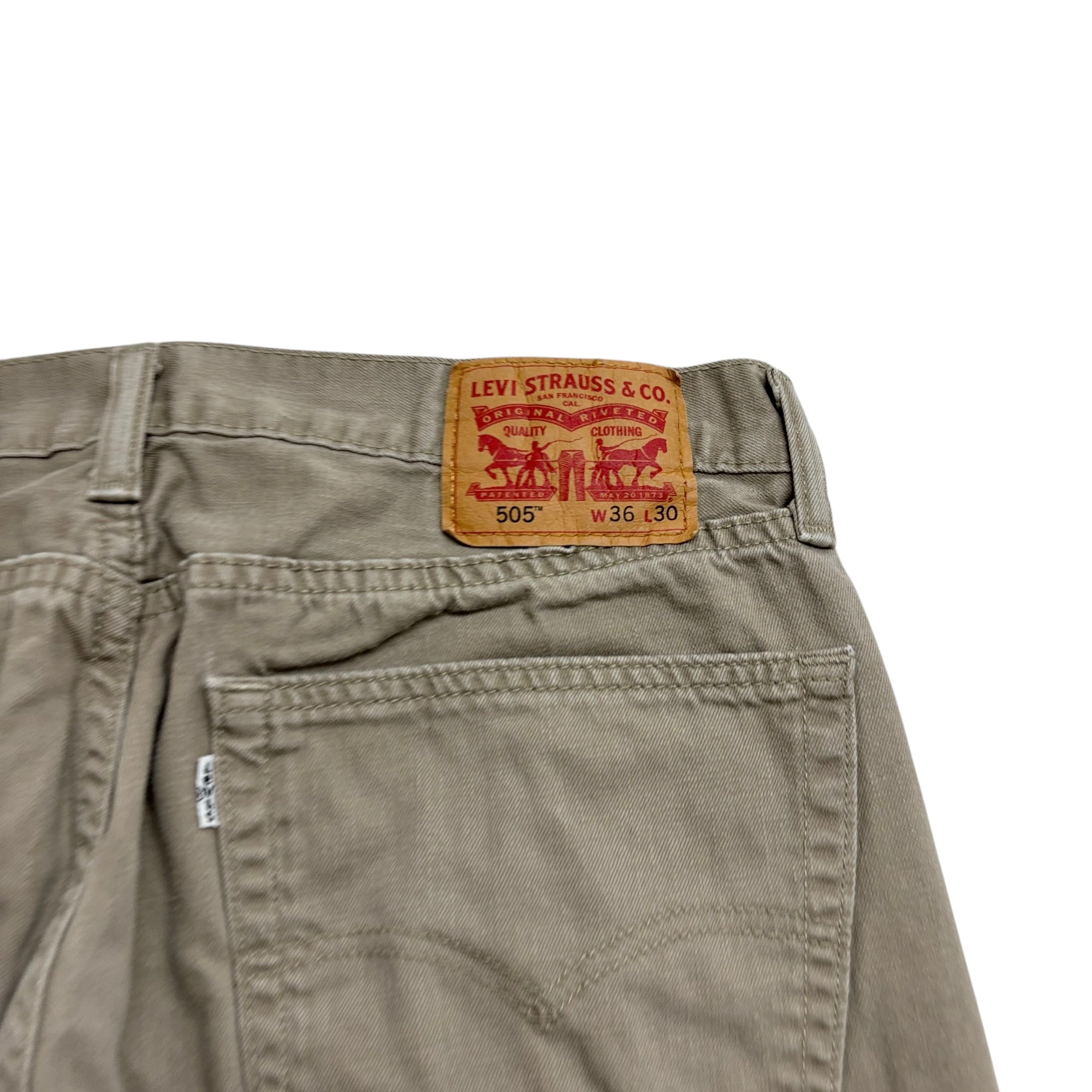 Levis 505 Trousers W34 L30 Mens Beige Regular Straight Fit Cotton Pants (E)