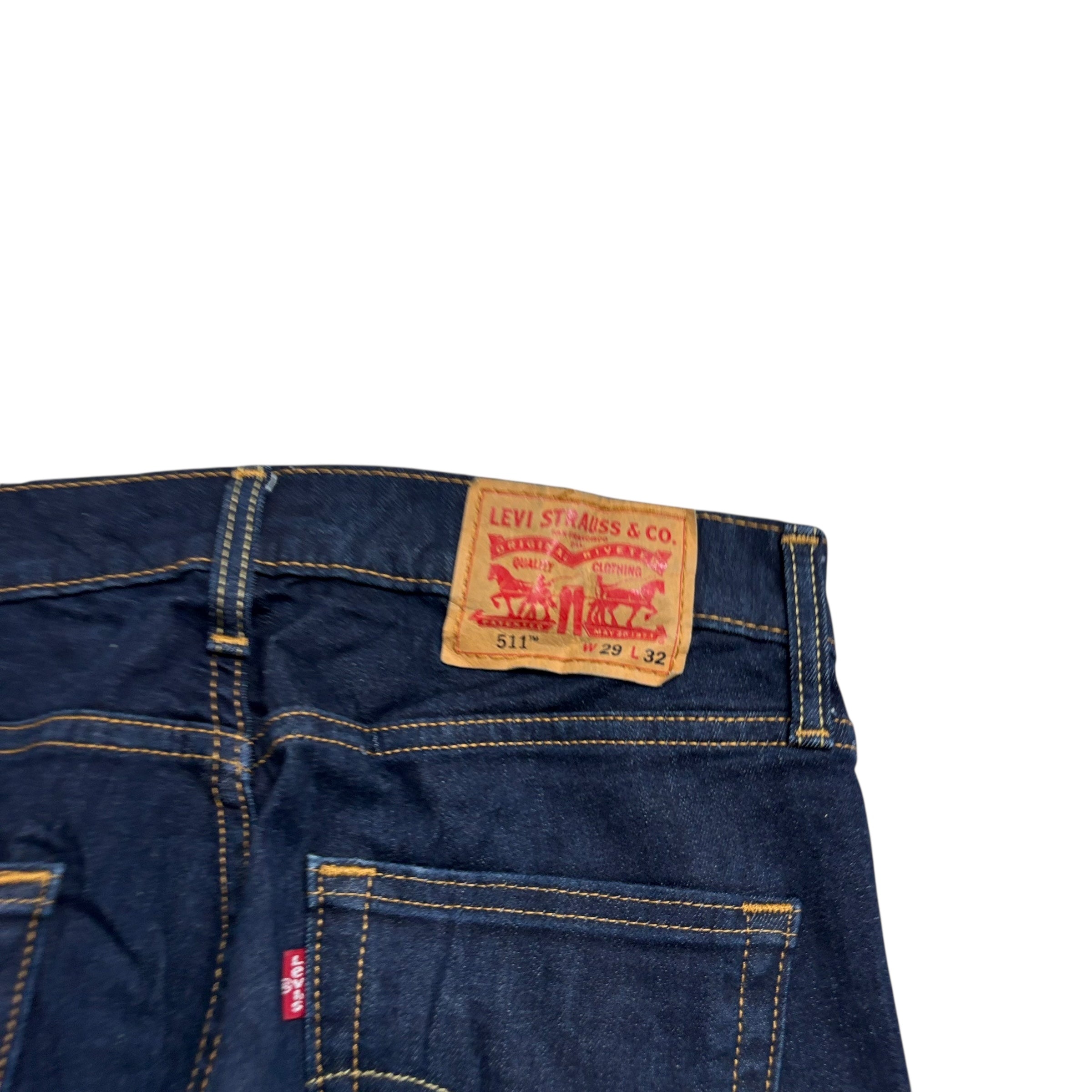 Levis 511 Jeans W29 L32 Mens Dark Blue Slim Fit Stretch Denim (E)