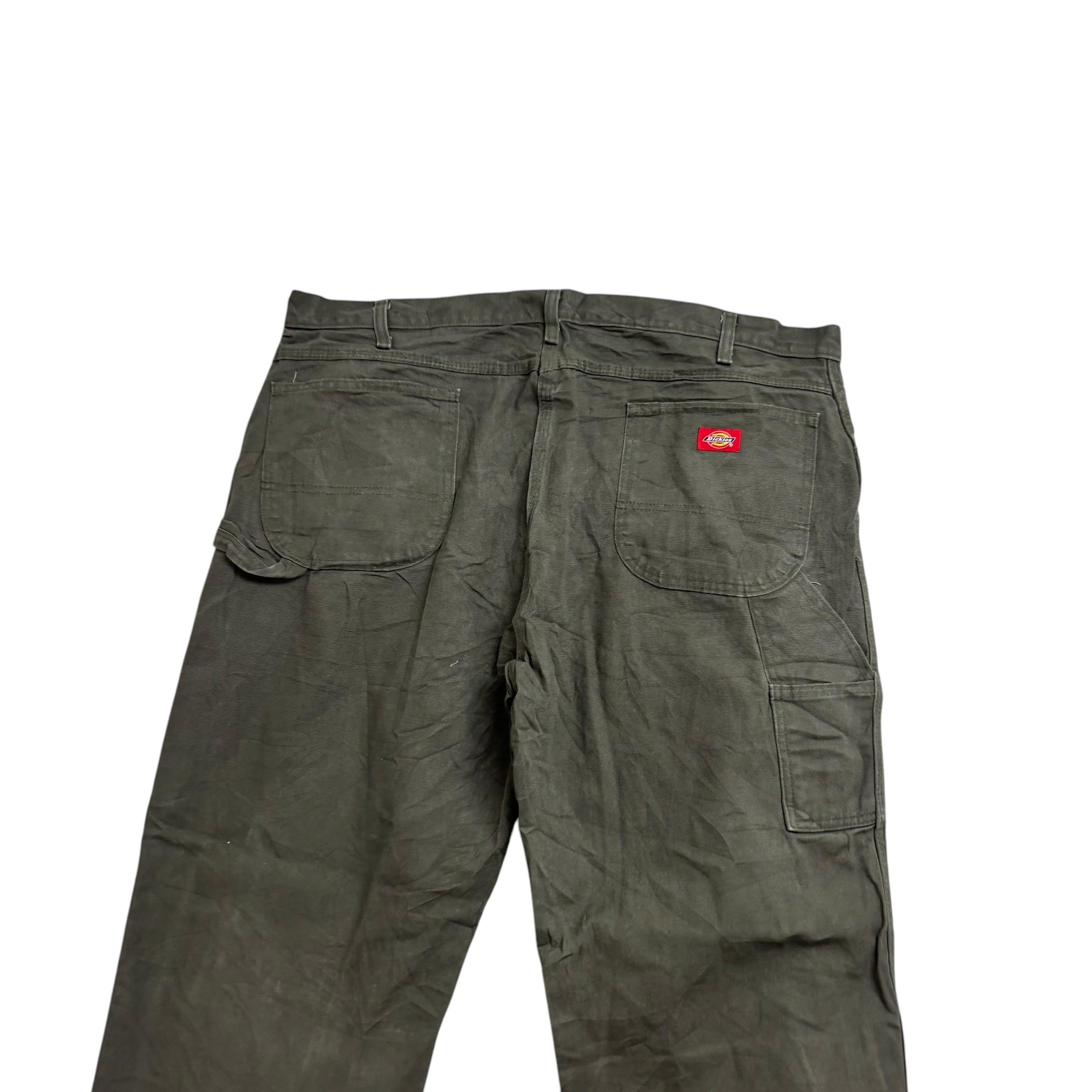 Dickies Carpenter Pants W42 L32 Mens Green Relaxed Straight Trousers Jeans (E)
