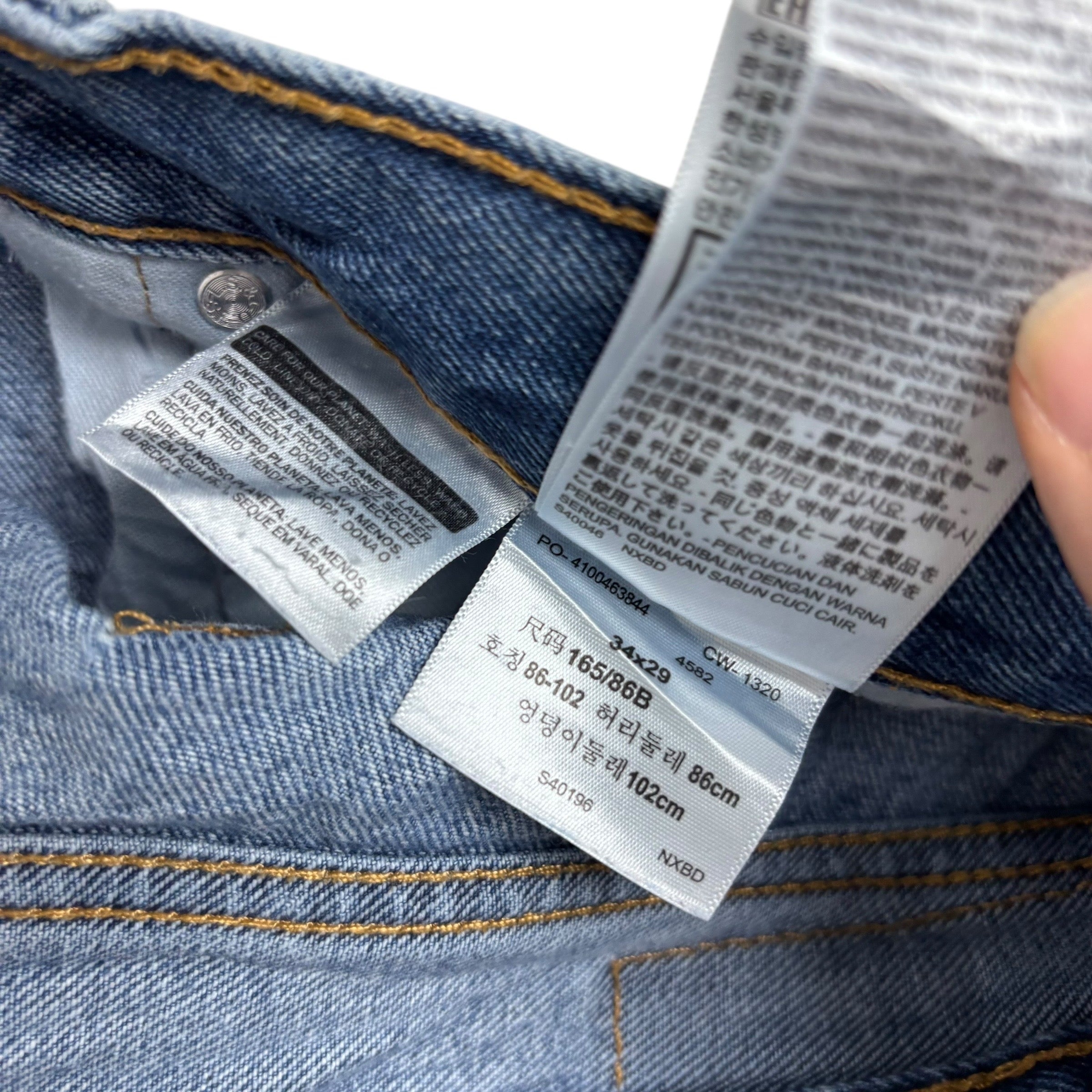 Levis 505 Jeans W34 L29 Mens Mid Blue Regular Straight Fit Denim (E)