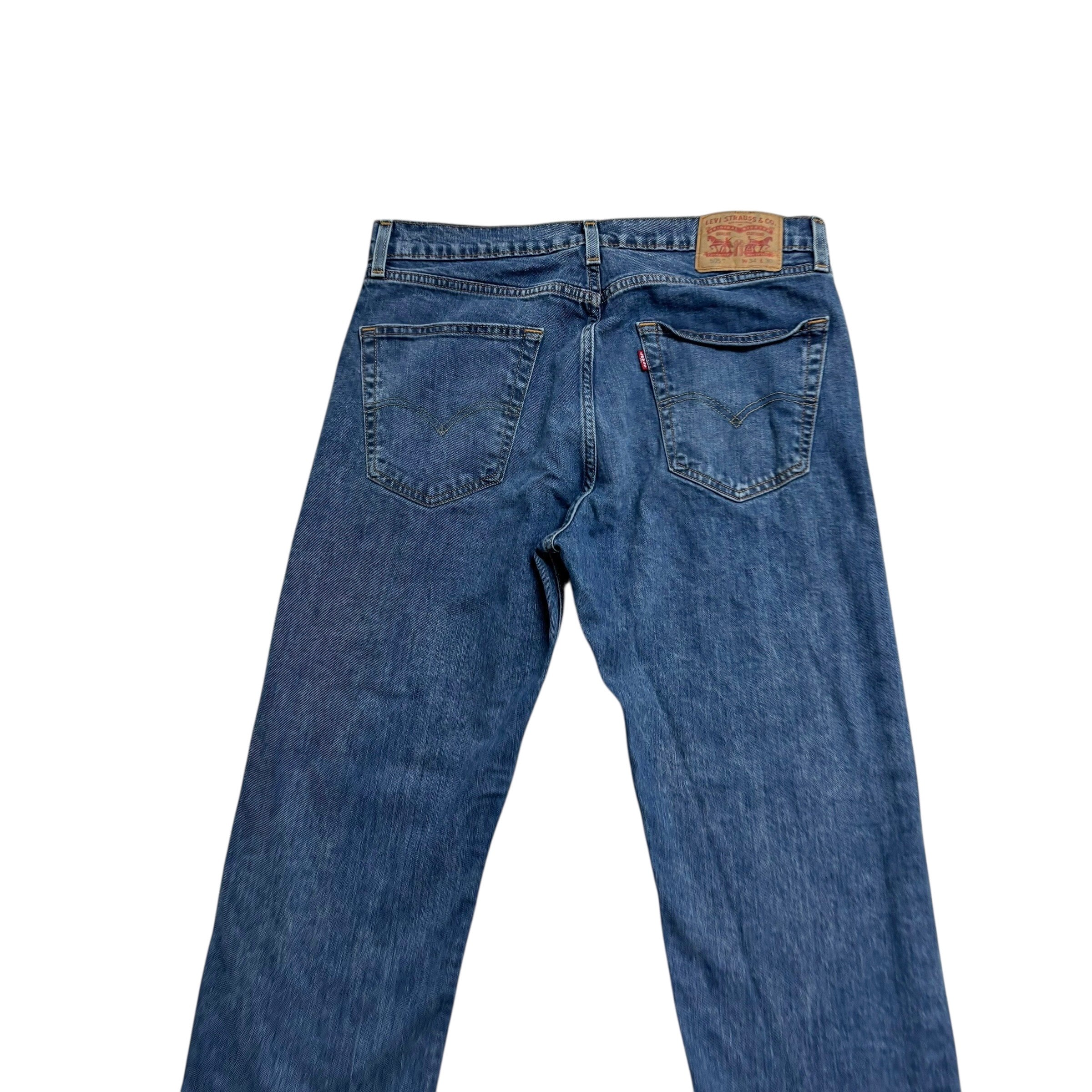 Levis 505 Jeans W34 L30 Mens Mid Blue Regular Straight Fit Stretch Denim (E)