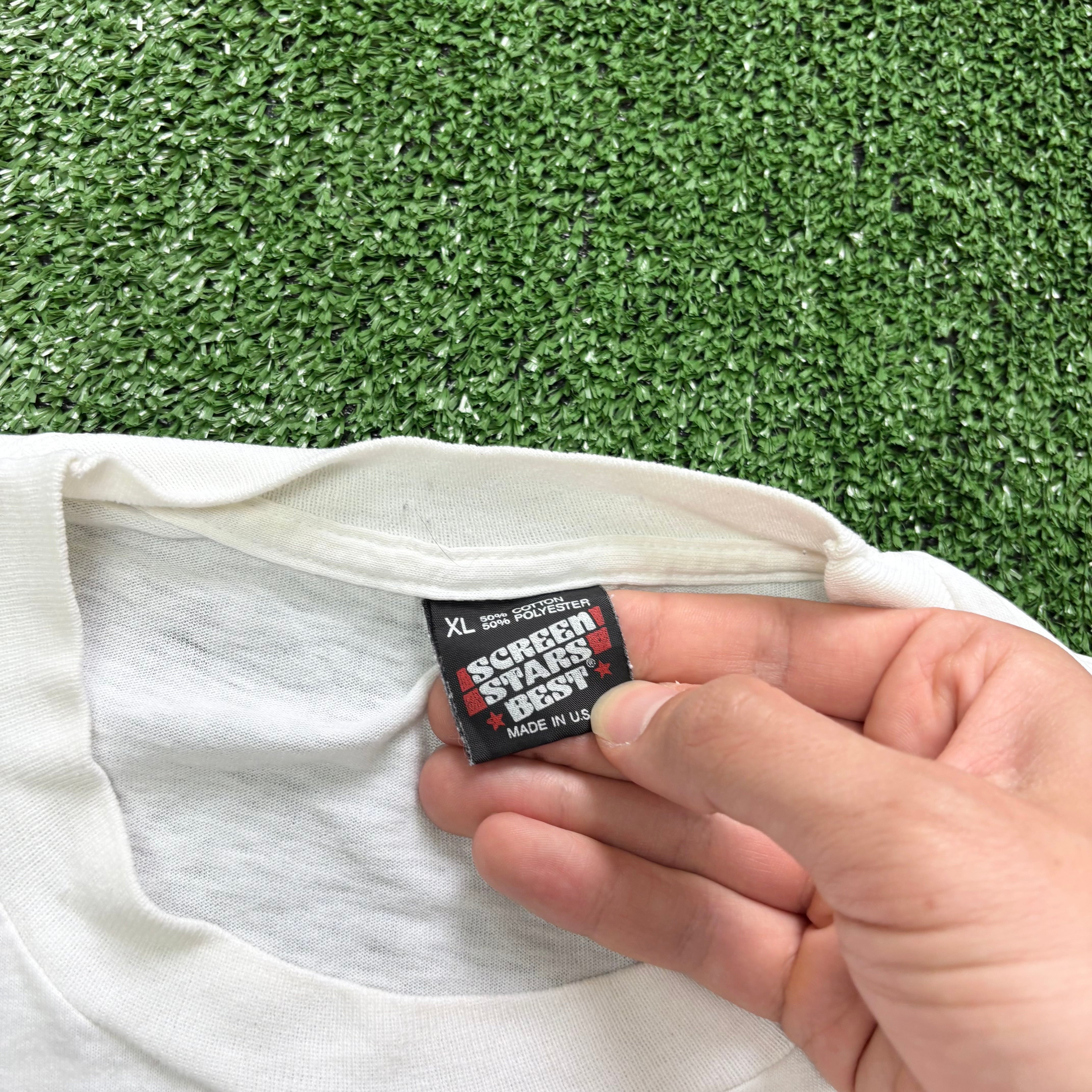 Vintage T Shirt Mens XL White Single Stitch Graphic Print 90s USA