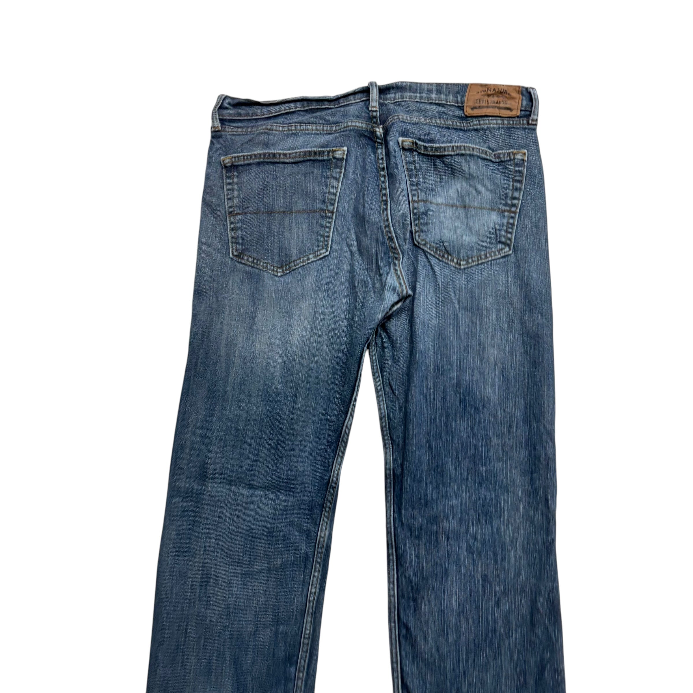 Levis Signature Jeans W36 L28 Mens Mid Blue Regular Straight Fit Stretch Denim