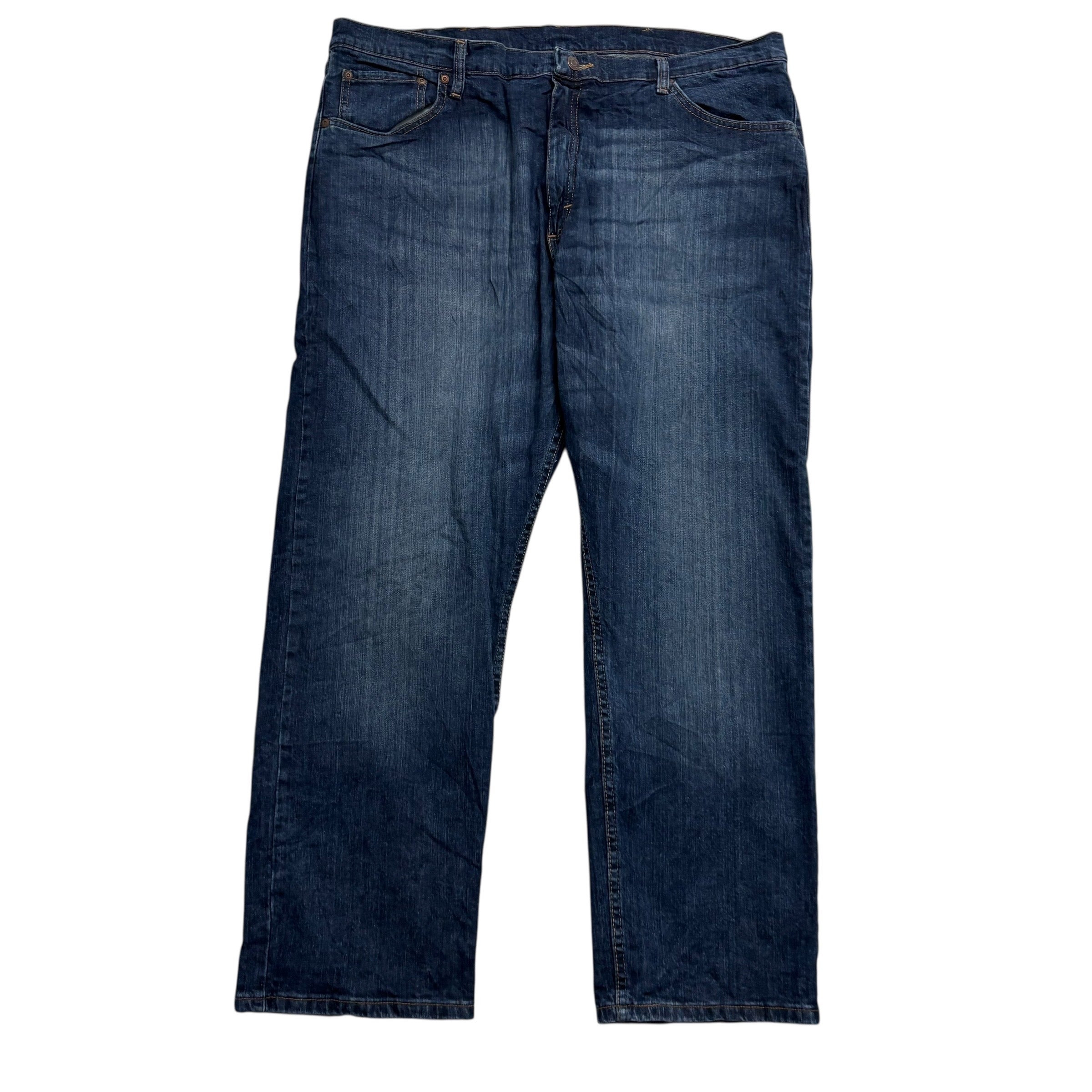 Wrangler Jeans W40 L30 Mens Dark Blue Relaxed Straight Fit Stretch Denim (E)