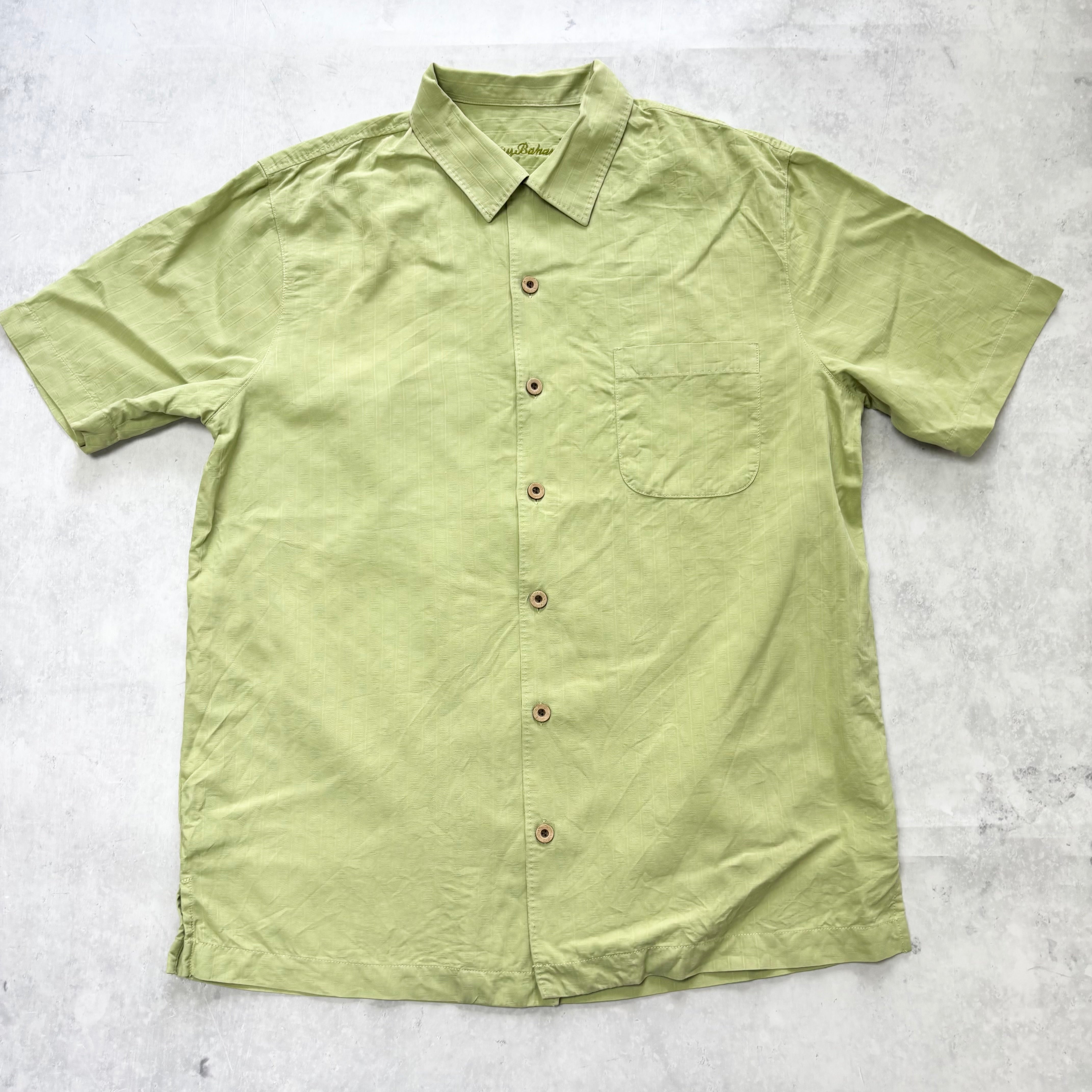 Tommy Bahama Silk Shirt Mens Small Green Short Sleeve (E)