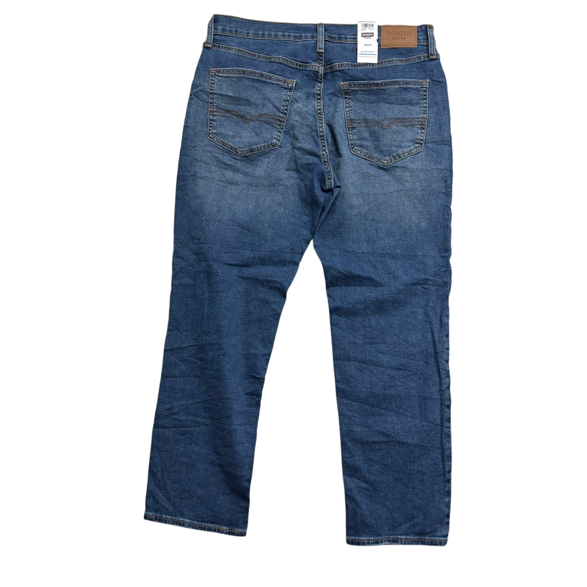 Levis Denizen Jeans W34 L30 Mens Mid Blue Athletic Fit Stretch Denim (E)