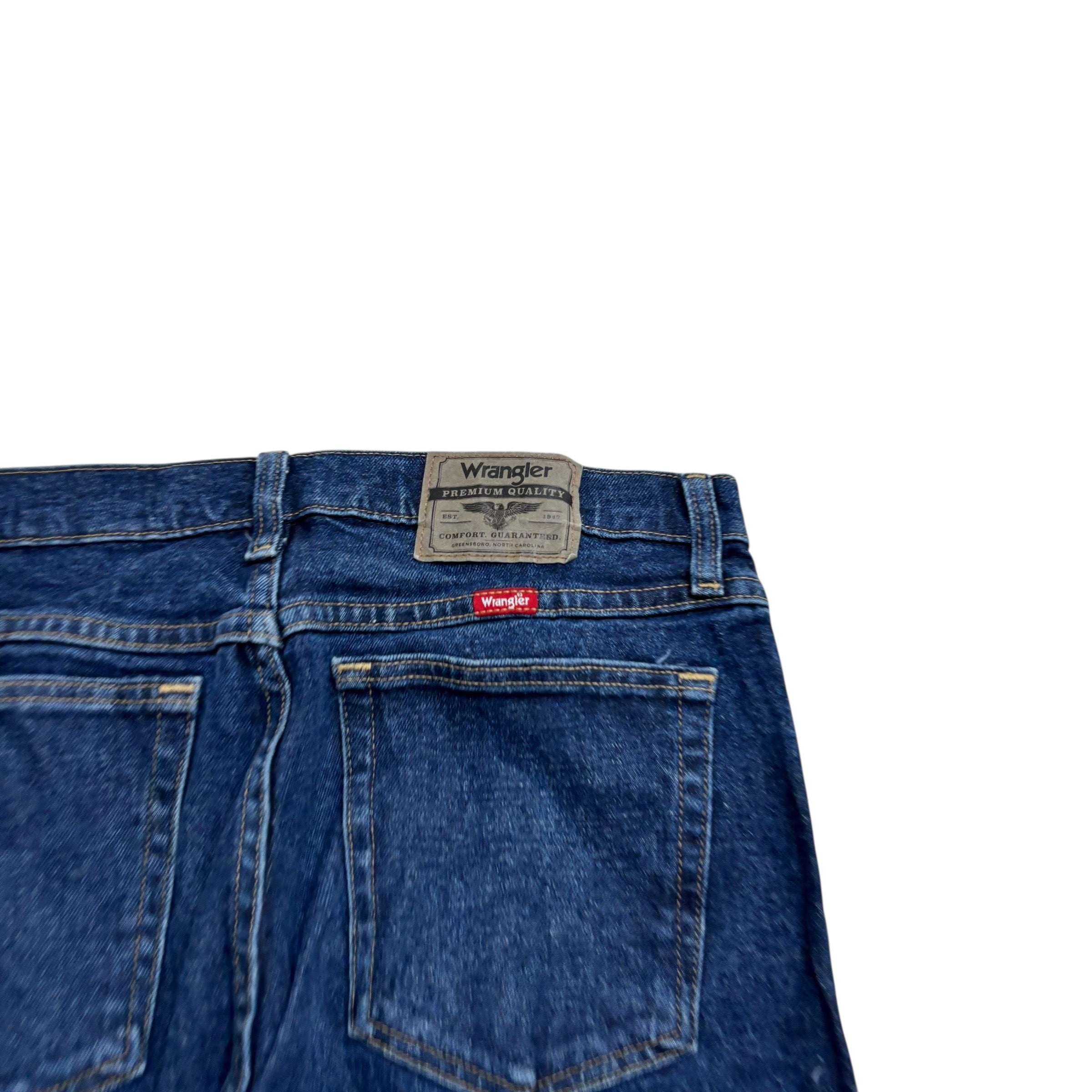 Wrangler Jeans W32 L32 Mens Dark Blue Regular Straight Fit Stretch Denim (E)