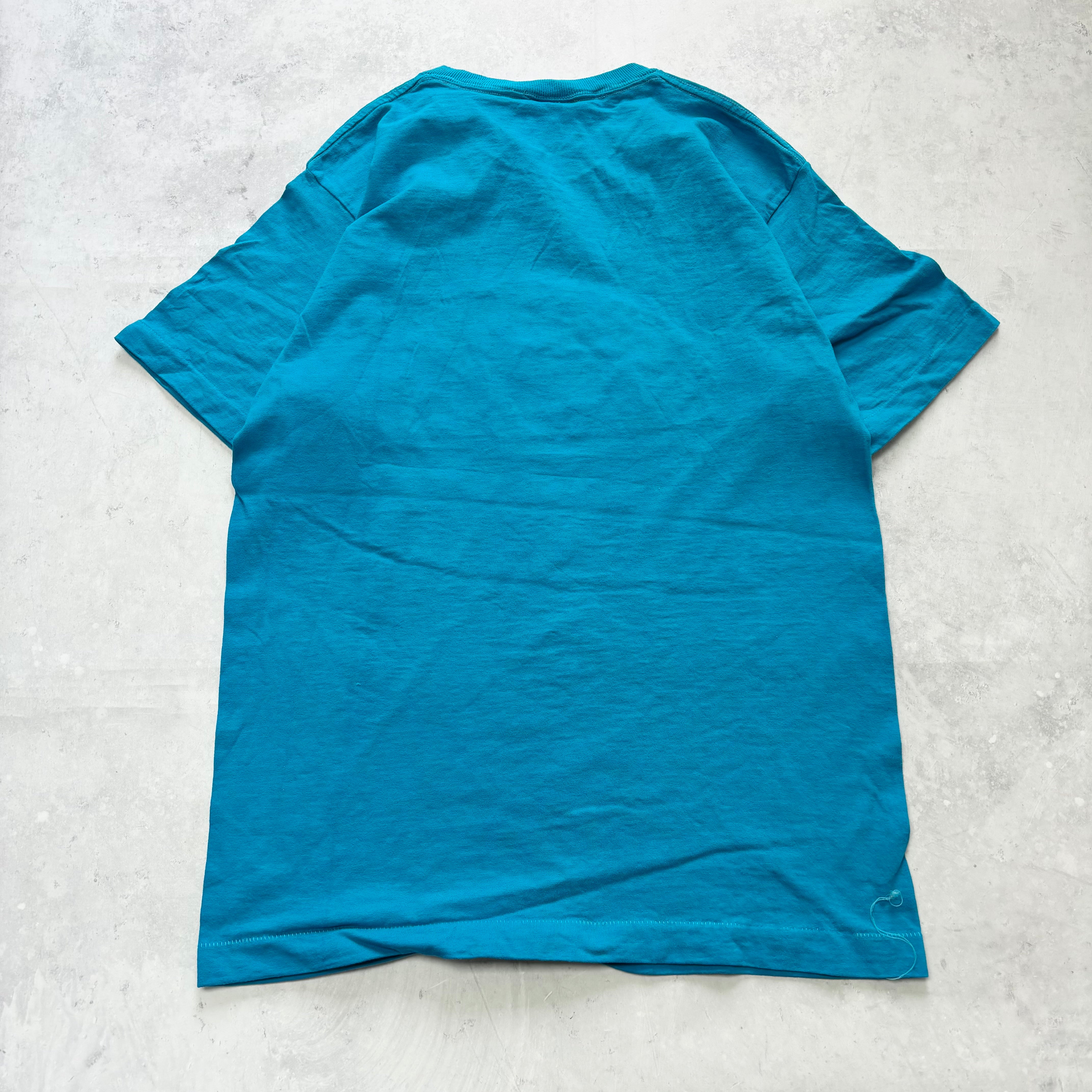 Vintage T Shirt Mens Medium Blue Single Stitch Graphic Print 90s Super Bowl (E)