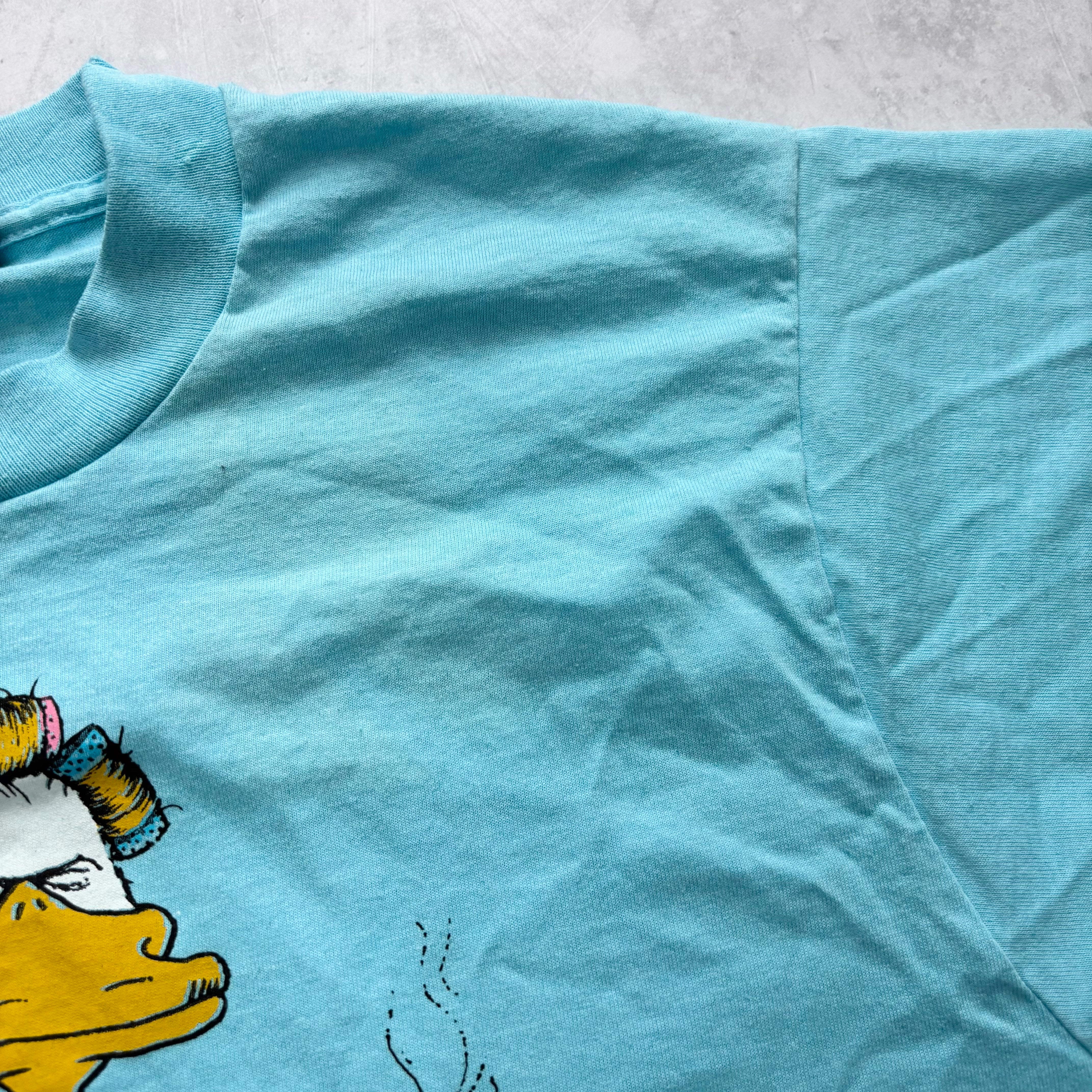 Vintage T Shirt Mens Medium Blue Single Stitch Graphic Print 90s