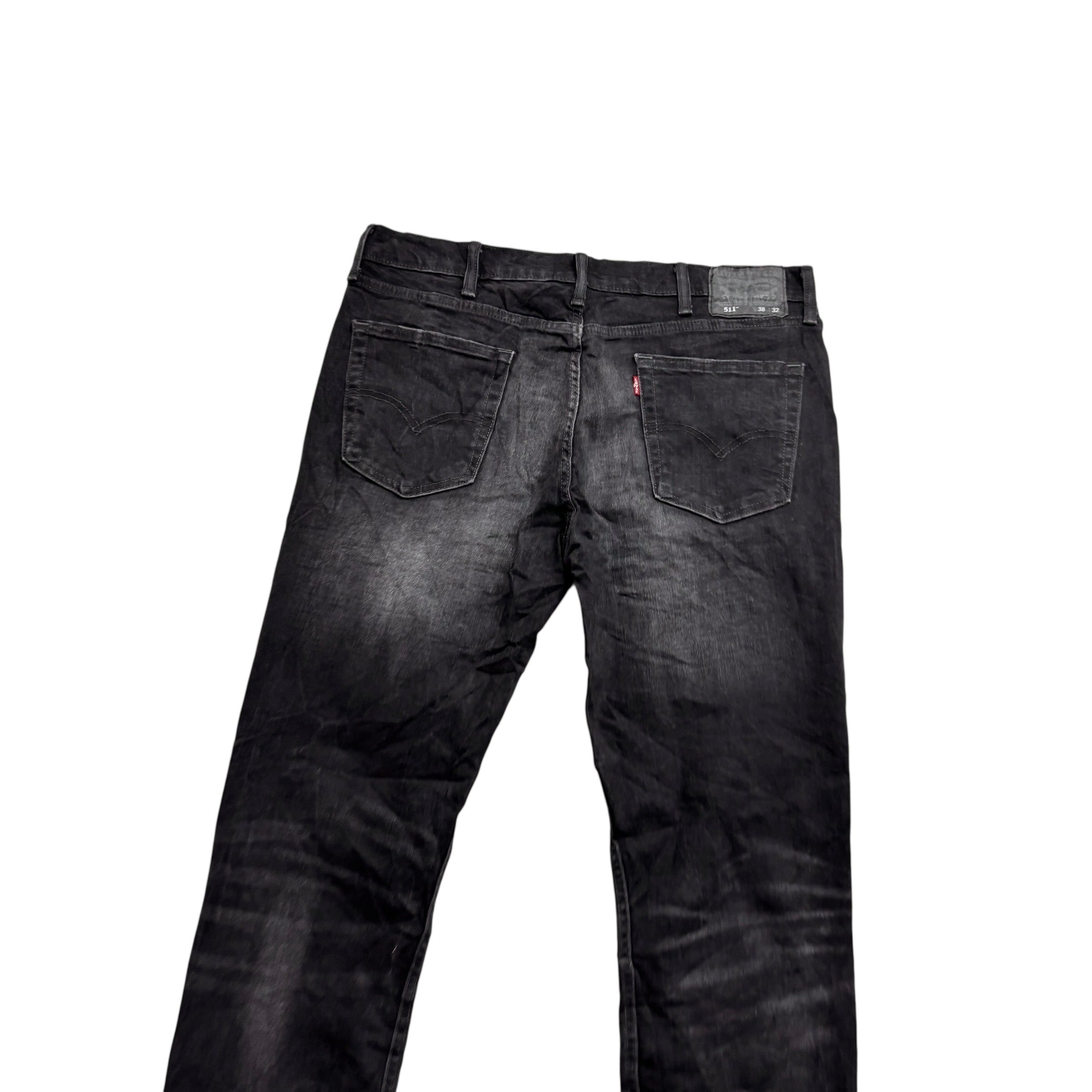 Levis 511 Jeans W38 L32 Mens Black Slim Fit Stretch Denim (E)