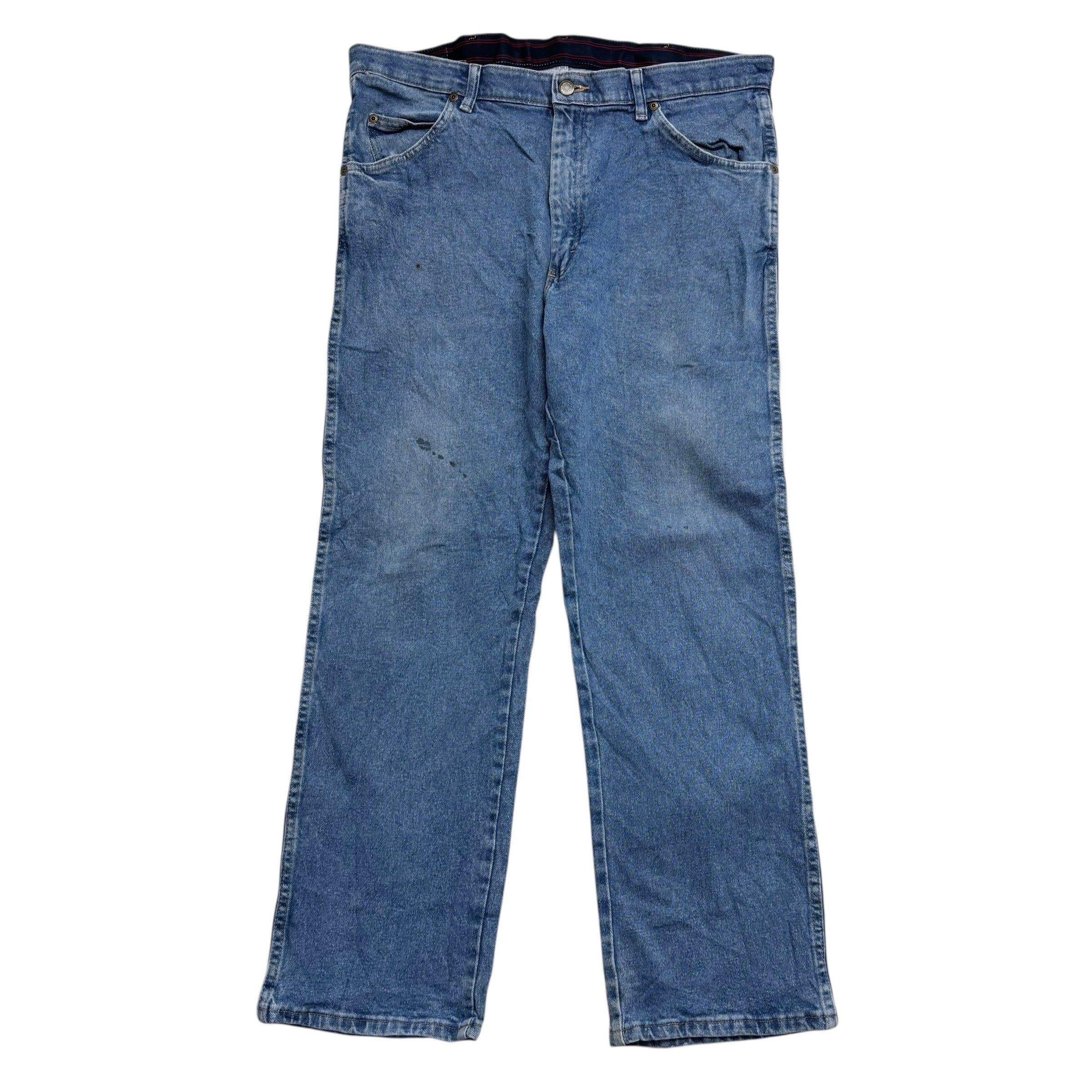 Wrangler Jeans W36 L29 Mens Mid Blue Regular Straight Fit Stretch Denim