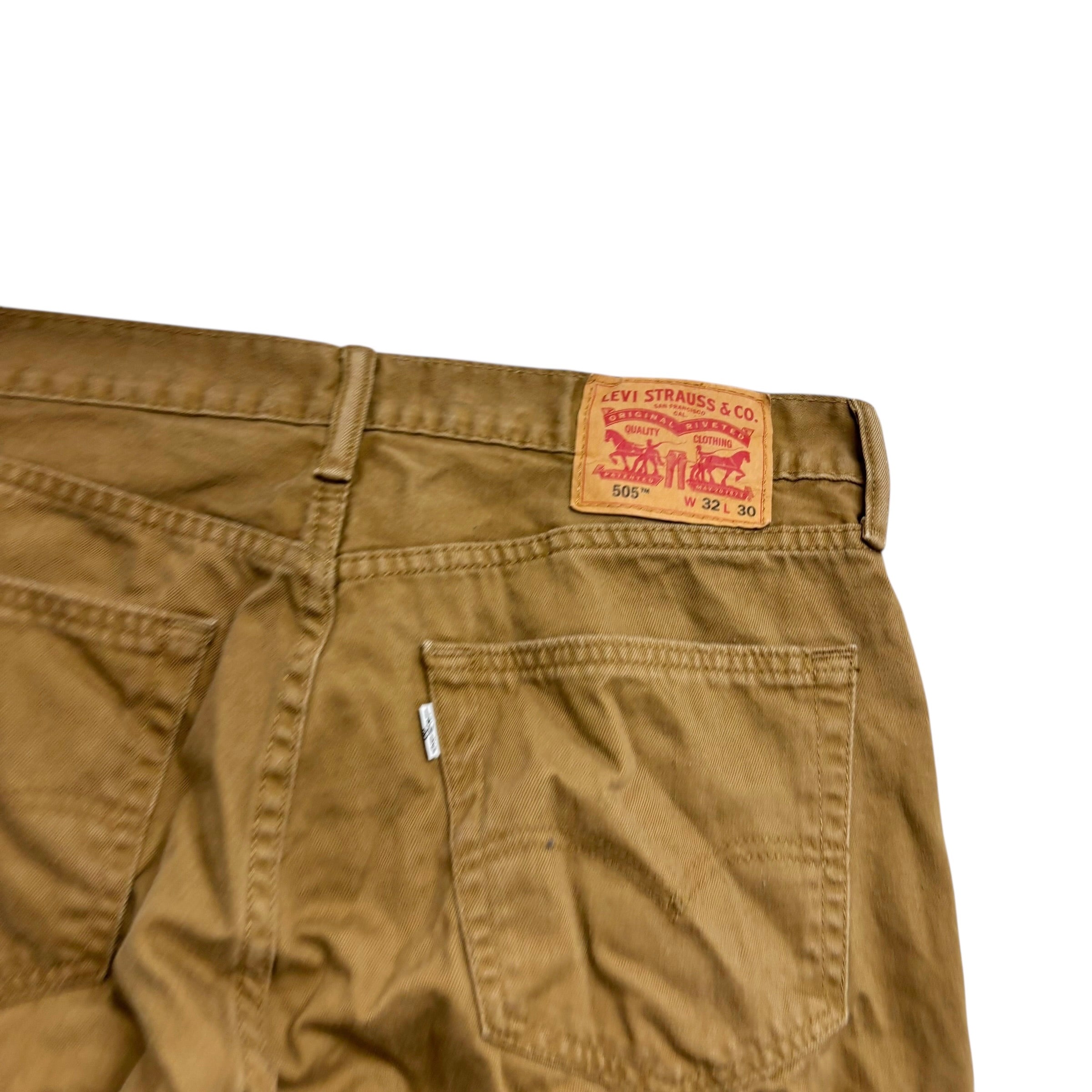 Levis 505 Trousers W32 L30 Mens Tan Regular Straight Fit Pants