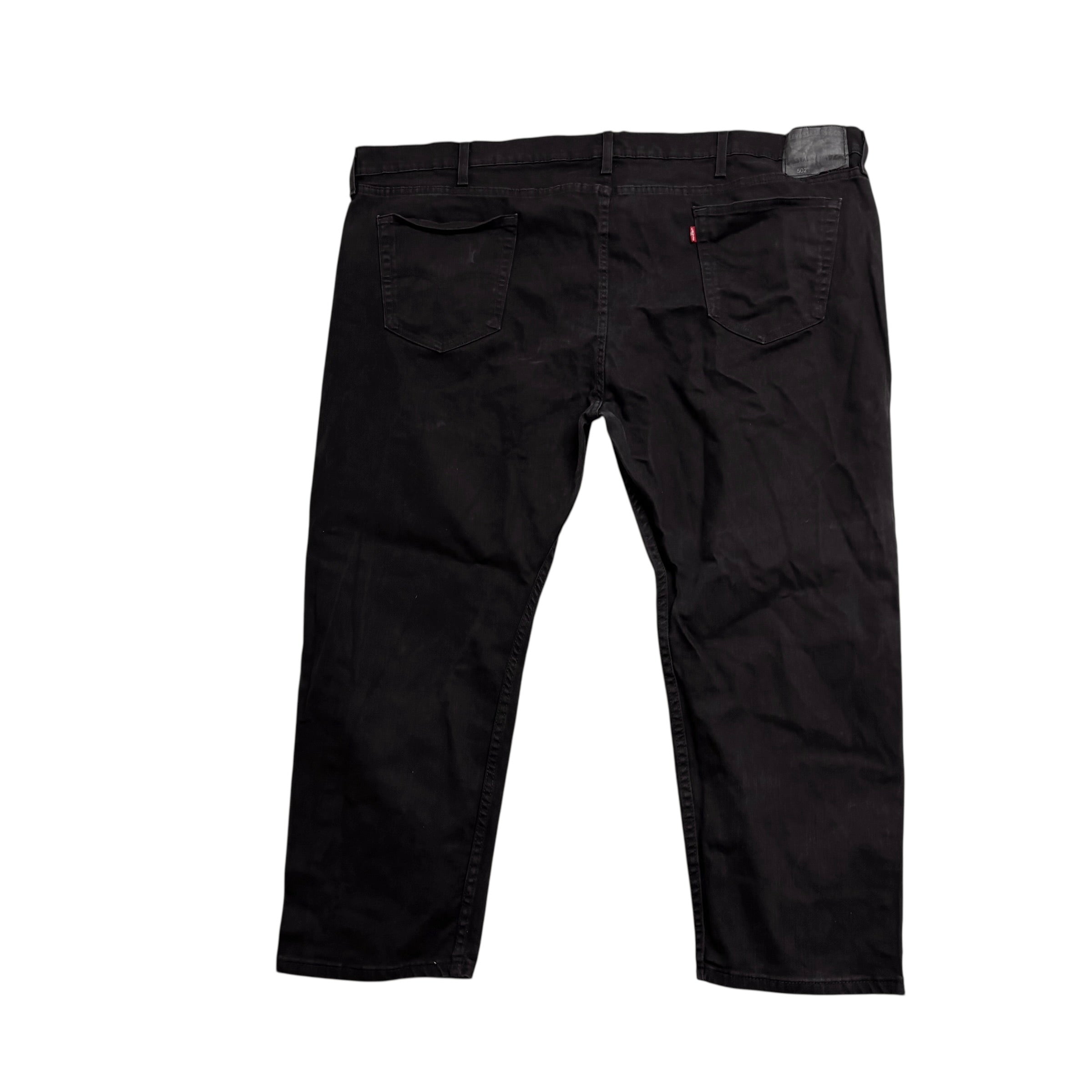 Levis 502 Jeans W52 L27 Mens Black Regular Tapered Fit Stretch Denim (E)