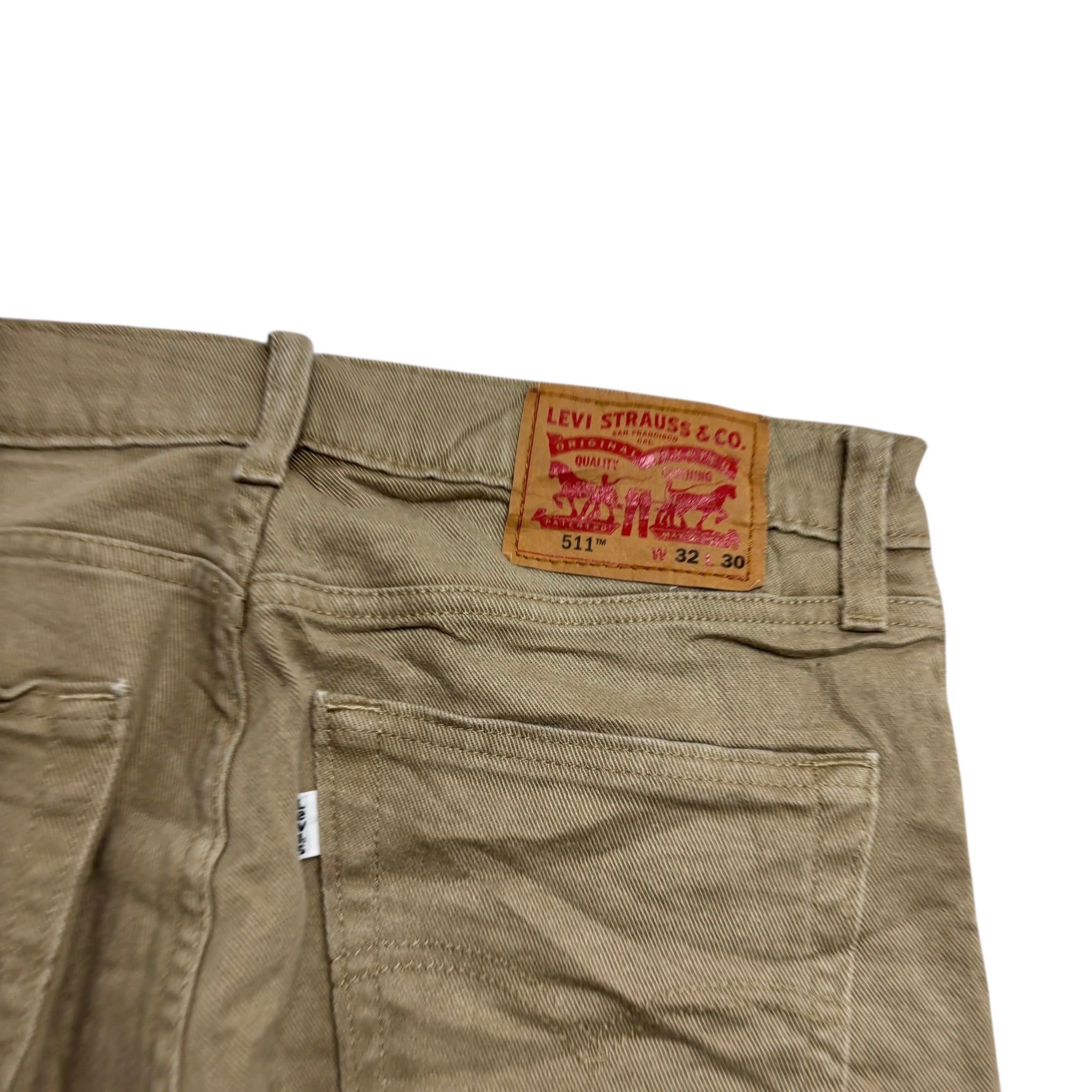 Levis 511 Trousers W32 L30 Mens Beige Slim Fit Stretch Pants