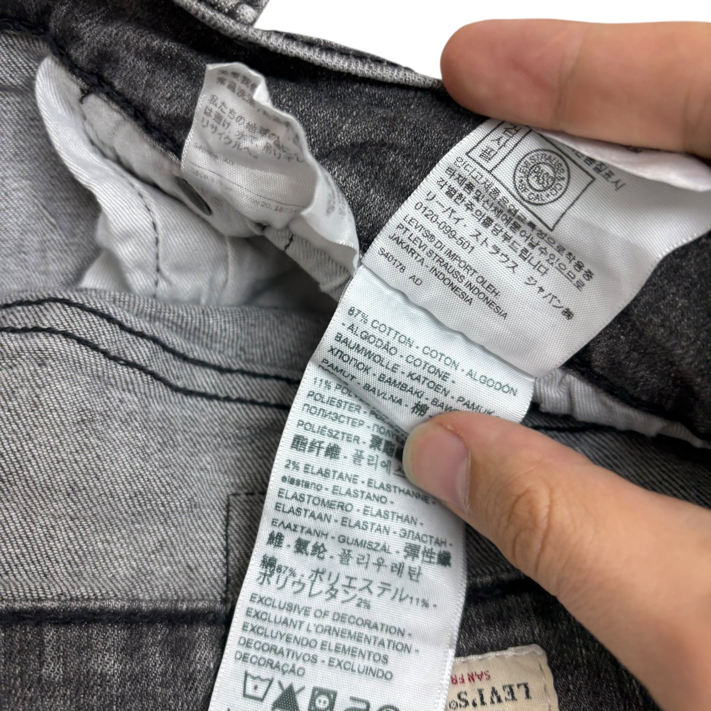 Levis 512 Jeans W32 L32 Mens Grey Slim Tapered Fit Stretch Premium Denim (E)