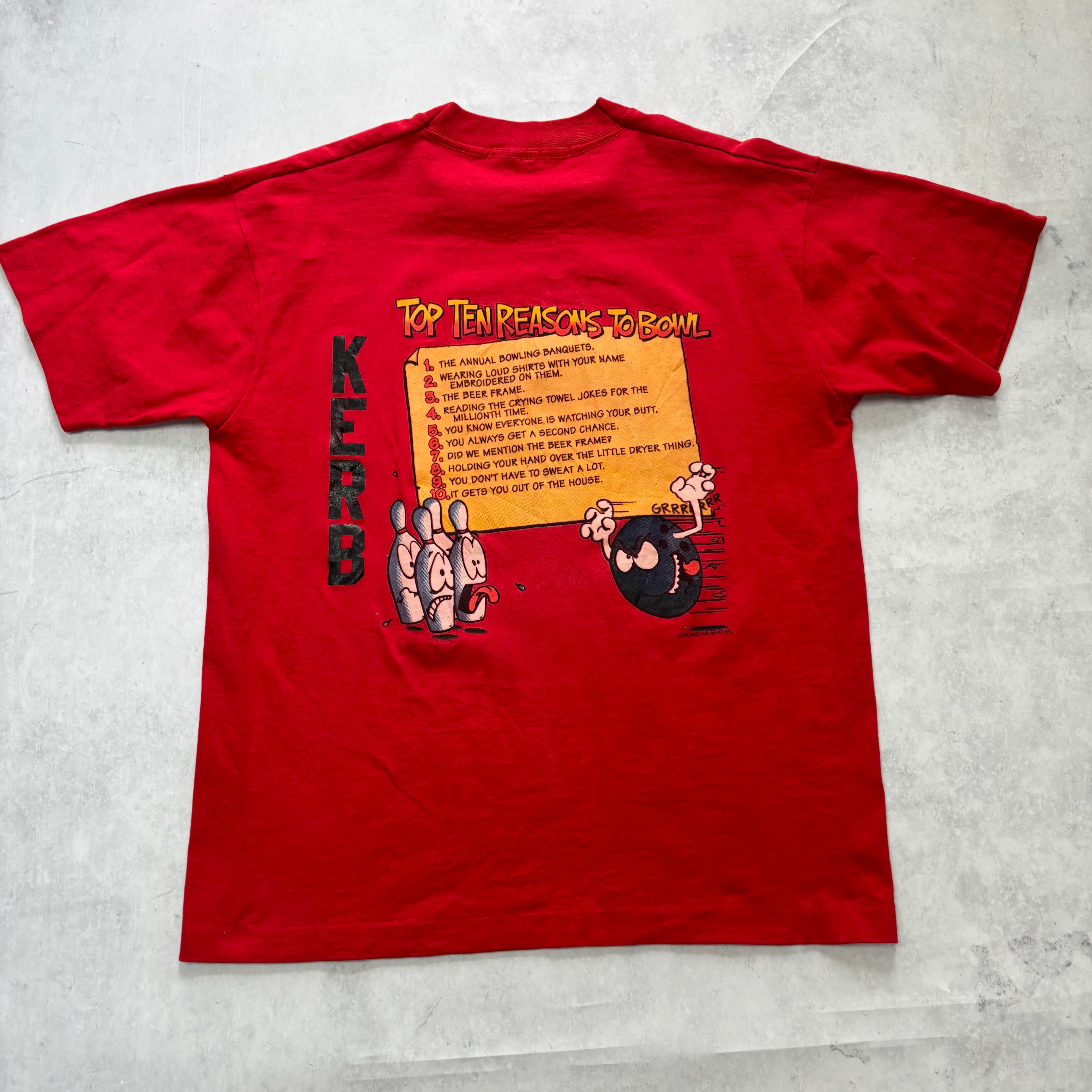 Vintage T Shirt Mens Large Red Single Stitch Graphic Print 90s College (E)