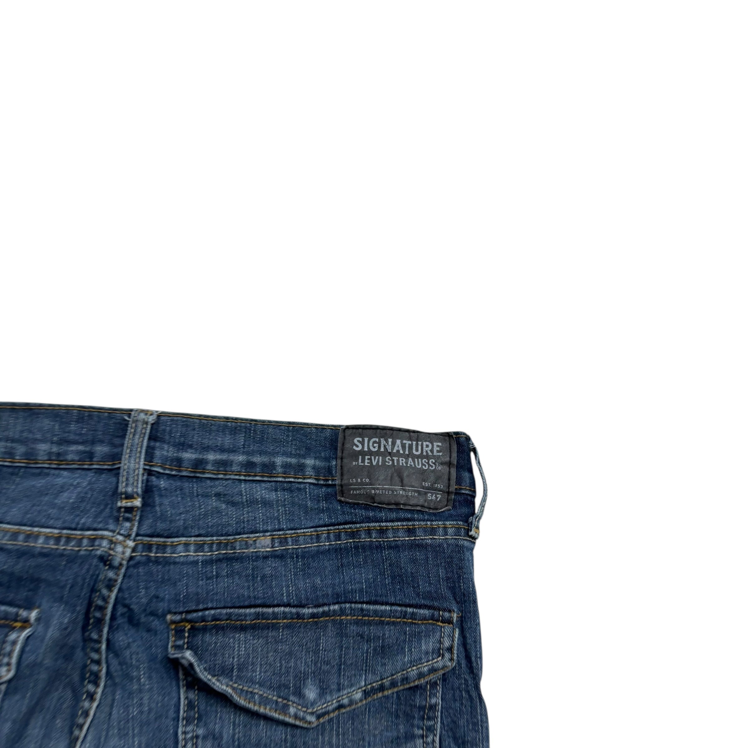 Levis Signature Jeans W33 L29 Mens Mid Blue Regular Tapered Fit Stretch (F)