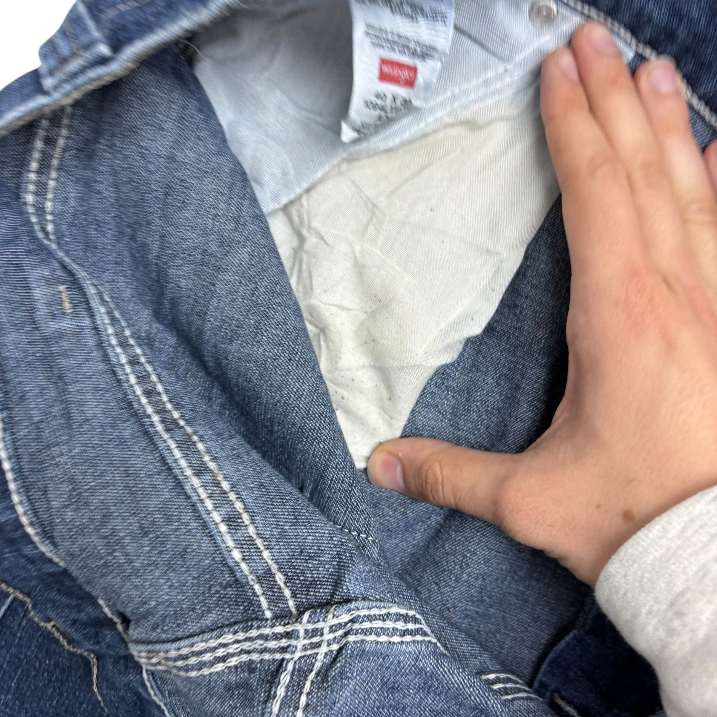 Wrangler Carpenter Jeans W40 L30 Mens Dark Blue Relaxed Straight Fit Stretch